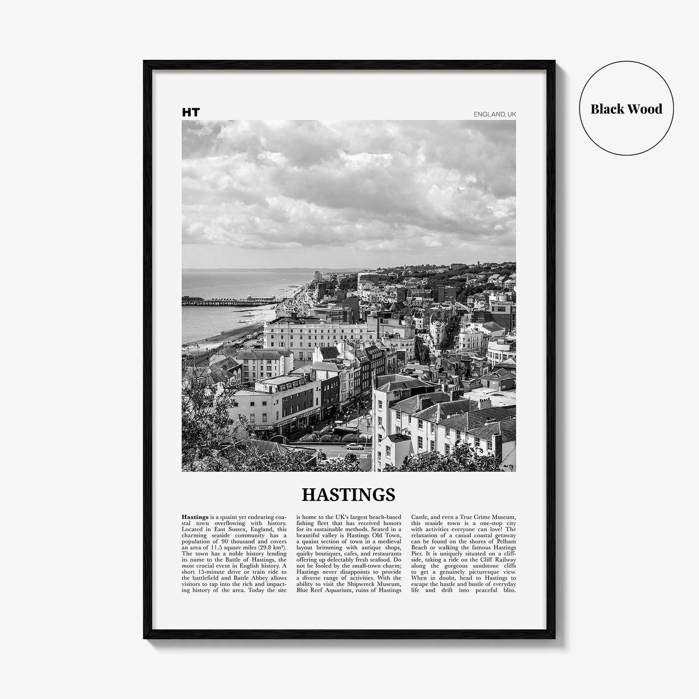 Hastings Print Black and White, Hastings Wall Art, Hastings Poster, Hastings Photo, Hastings Wall Décor, England, UK, United Kingdom