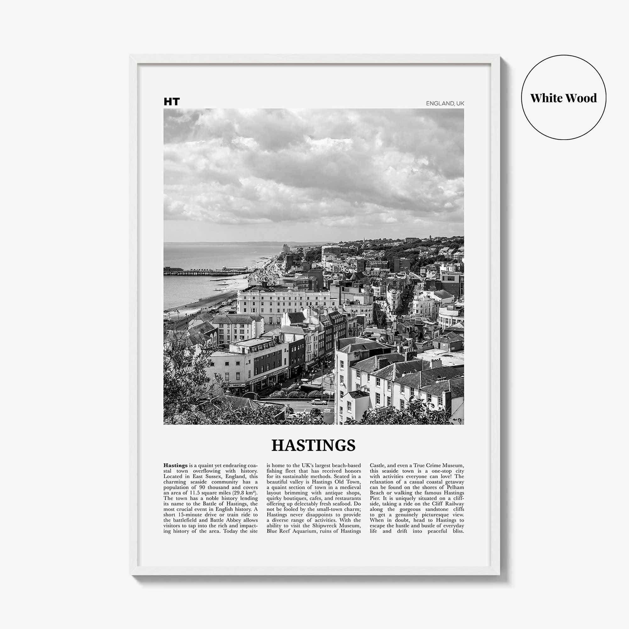 Hastings Print Black and White, Hastings Wall Art, Hastings Poster, Hastings Photo, Hastings Wall Décor, England, UK, United Kingdom