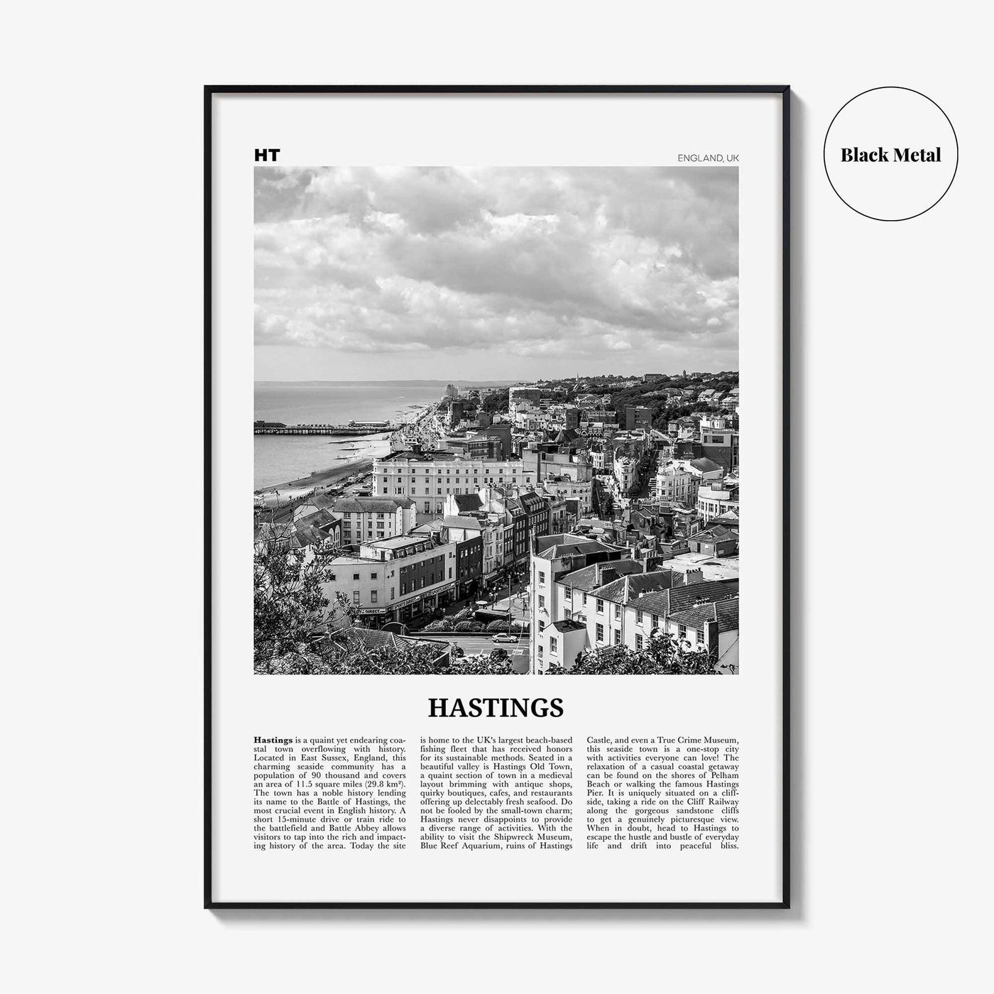 Hastings Print Black and White, Hastings Wall Art, Hastings Poster, Hastings Photo, Hastings Wall Décor, England, UK, United Kingdom