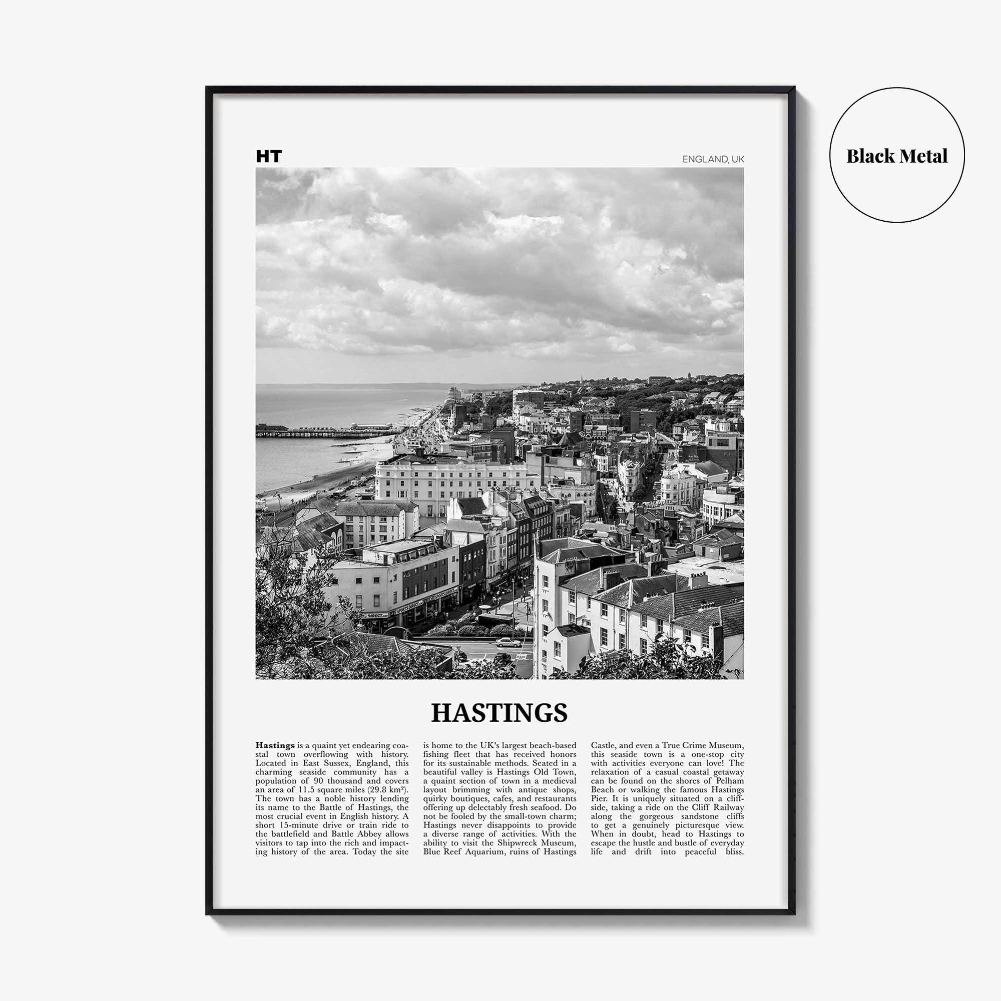 Hastings Print Black and White, Hastings Wall Art, Hastings Poster, Hastings Photo, Hastings Wall Décor, England, UK, United Kingdom