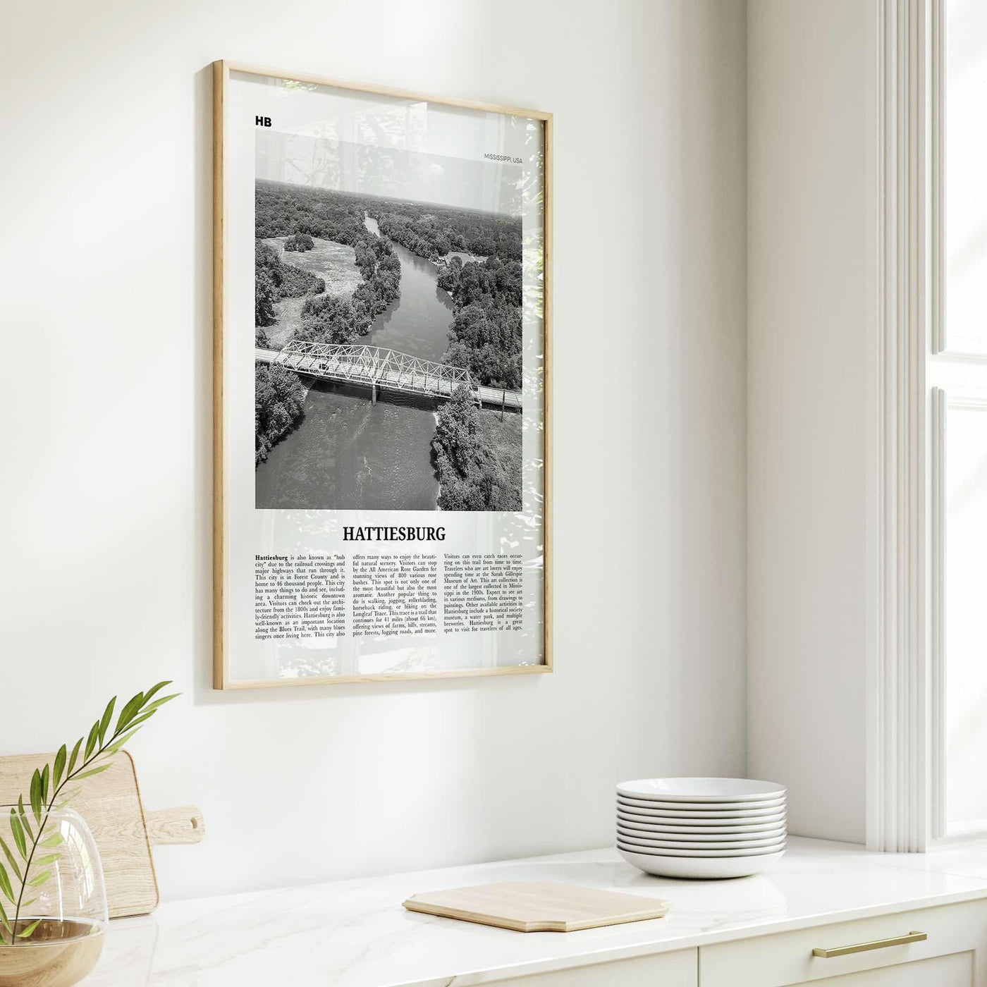 Hattiesburg Print Black and White, Hattiesburg Wall Art, Hattiesburg Poster, Hattiesburg Photo, Hattiesburg Wall Décor, Mississippi, USA