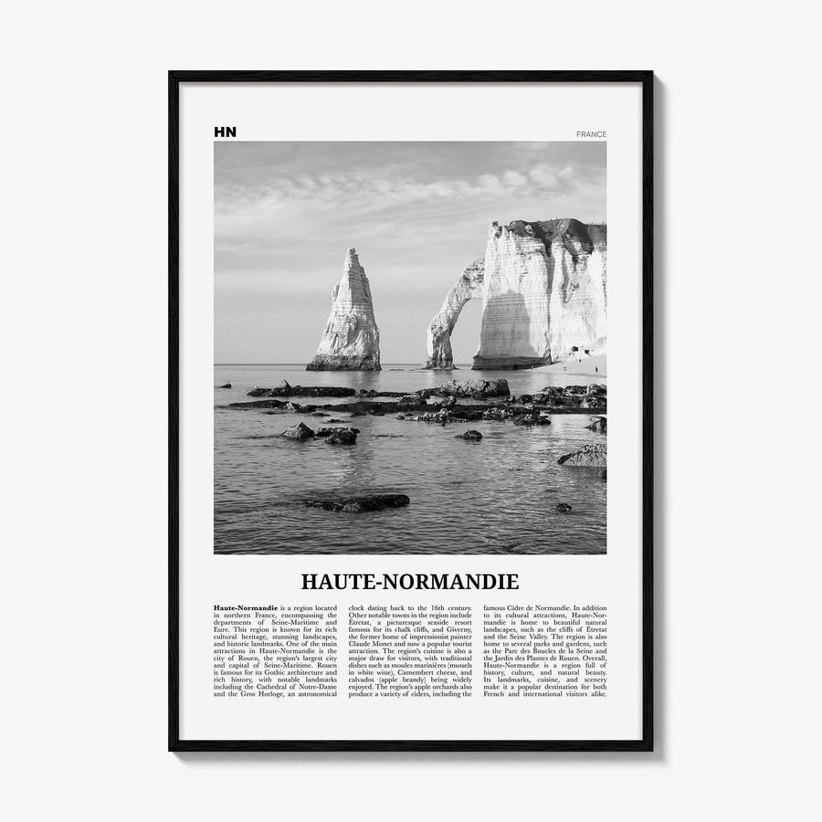 Haute Normandie Print Black and White, Haute Normandie Art, Haute Normandie Poster, Haute Normandie Photo, Wall Décor, Haute Normandie Map