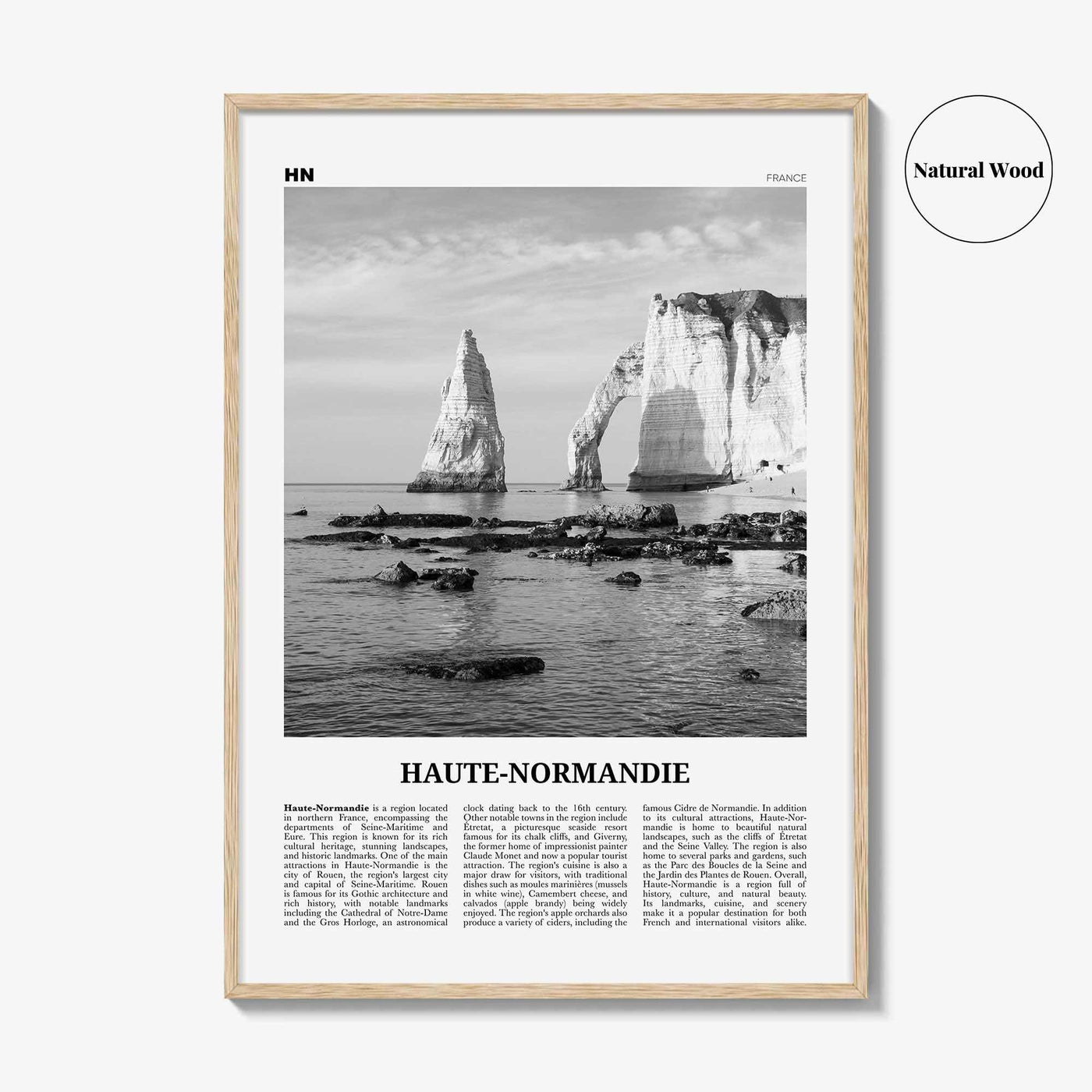 Haute Normandie Print Black and White, Haute Normandie Art, Haute Normandie Poster, Haute Normandie Photo, Wall Décor, Haute Normandie Map