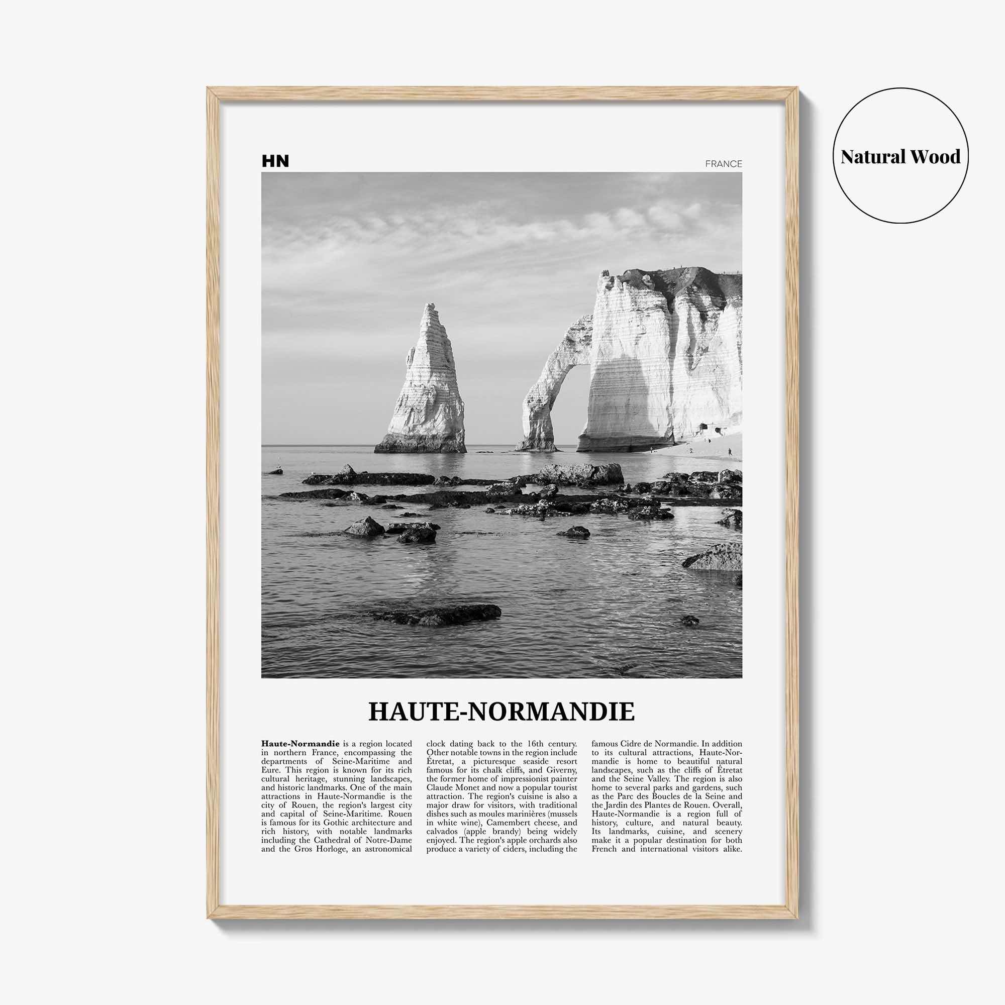Haute Normandie Print Black and White, Haute Normandie Art, Haute Normandie Poster, Haute Normandie Photo, Wall Décor, Haute Normandie Map