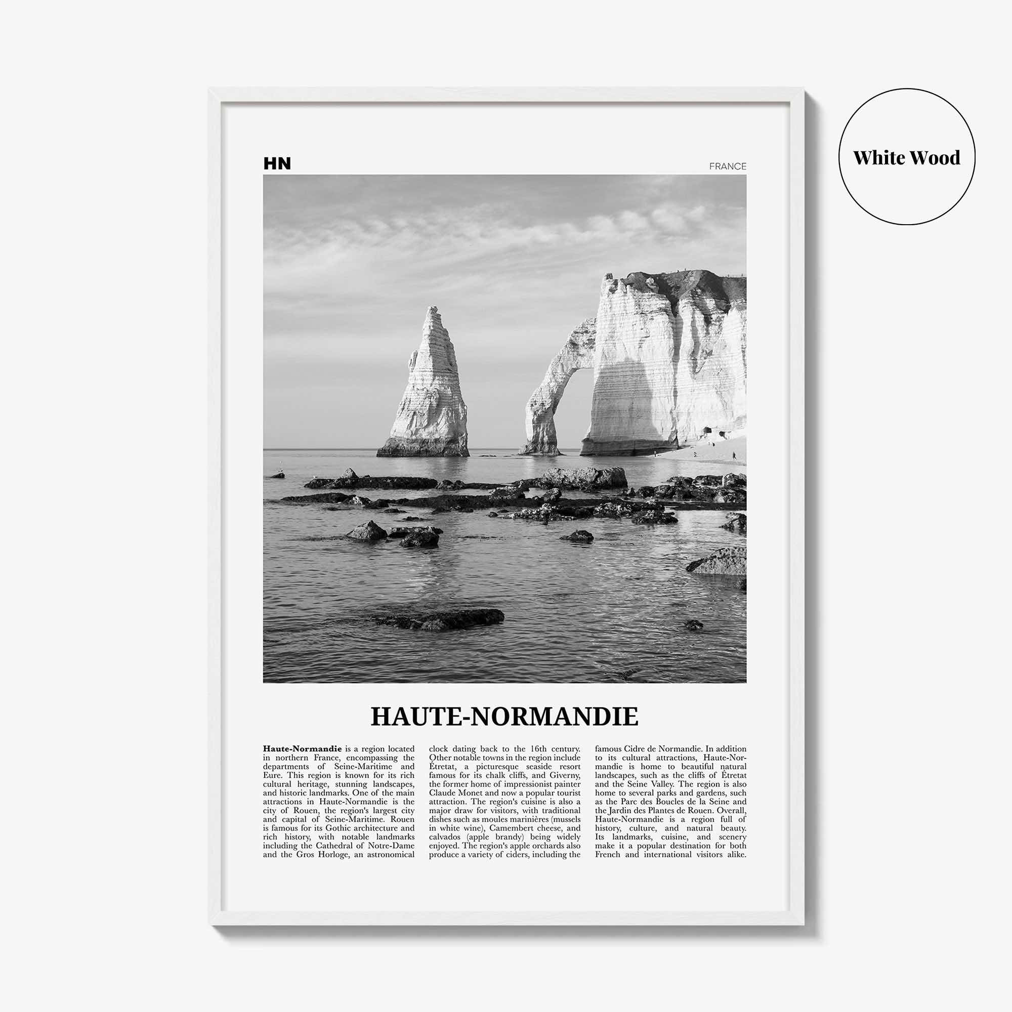 Haute Normandie Print Black and White, Haute Normandie Art, Haute Normandie Poster, Haute Normandie Photo, Wall Décor, Haute Normandie Map