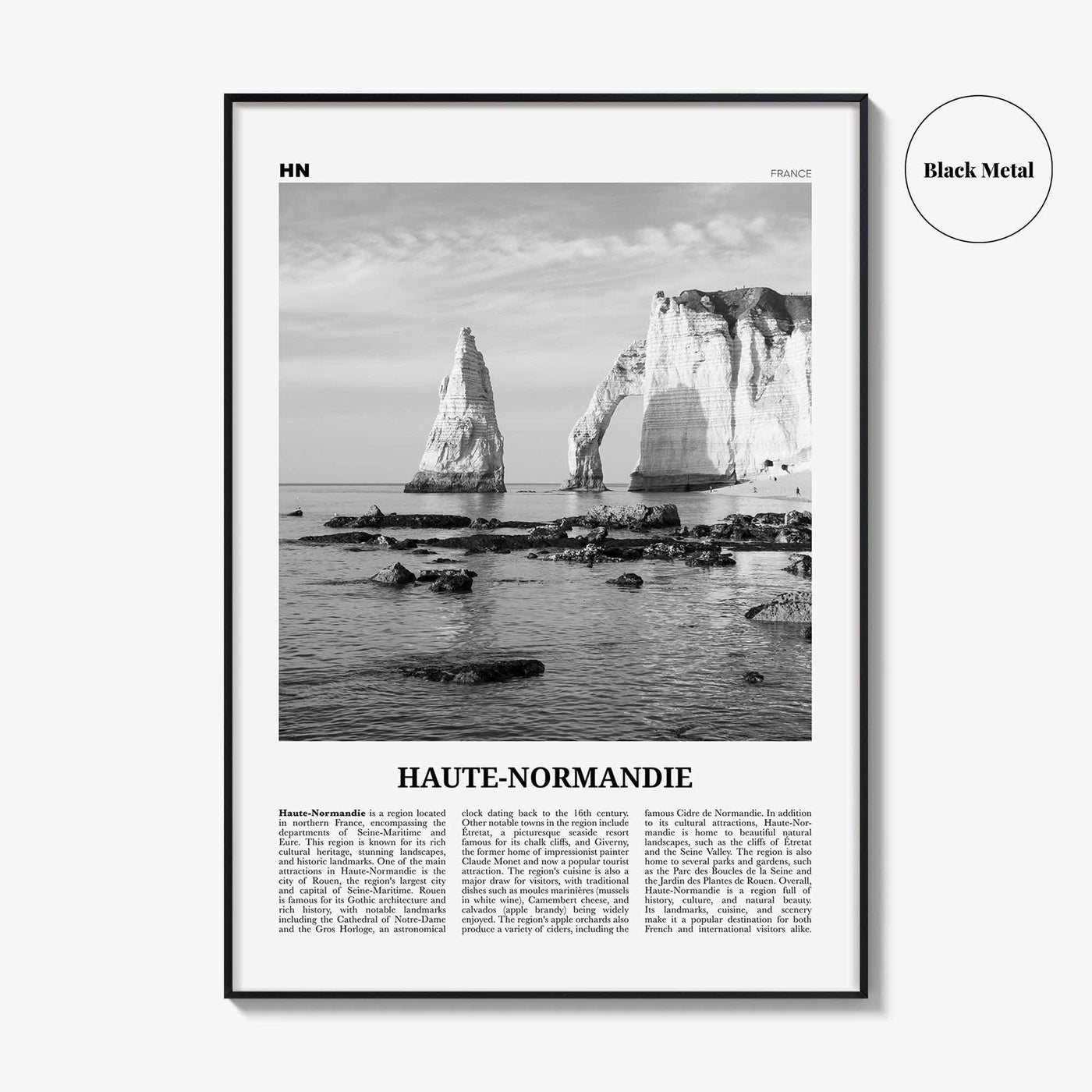 Haute Normandie Print Black and White, Haute Normandie Art, Haute Normandie Poster, Haute Normandie Photo, Wall Décor, Haute Normandie Map