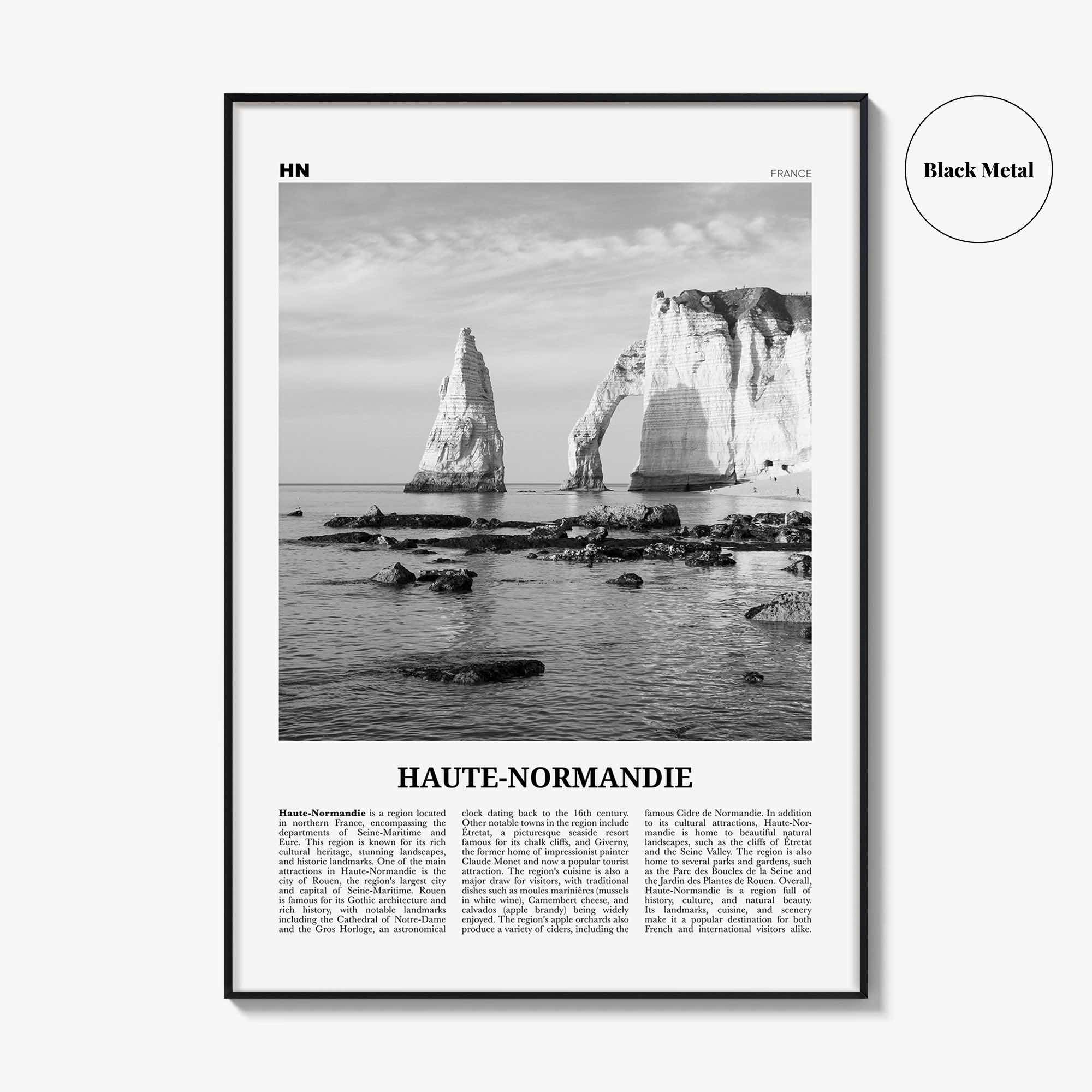 Haute Normandie Print Black and White, Haute Normandie Art, Haute Normandie Poster, Haute Normandie Photo, Wall Décor, Haute Normandie Map