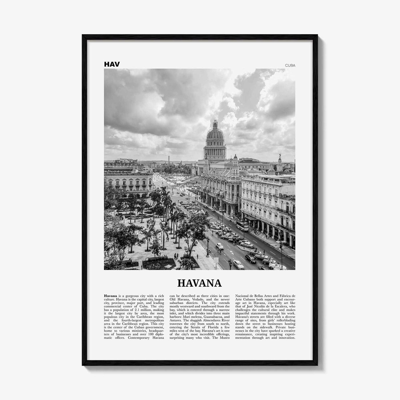 Havana Print Black and White No 1, Havana Wall Art, Havana Poster, Havana Photo, Havana Wall Decor, Cuba, La Habana, Cuban, Caribbean