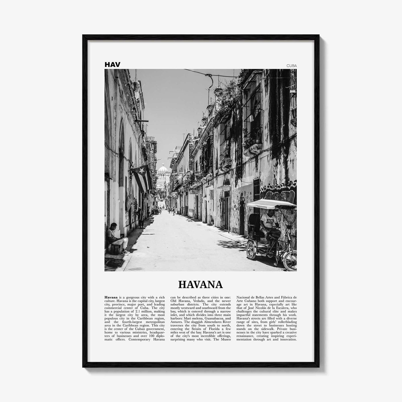 Havana Print Black and White No 2, Havana Wall Art, Havana Poster, Havana Photo, Havana Wall Decor, Cuba, La Habana, Cuban, Caribbean