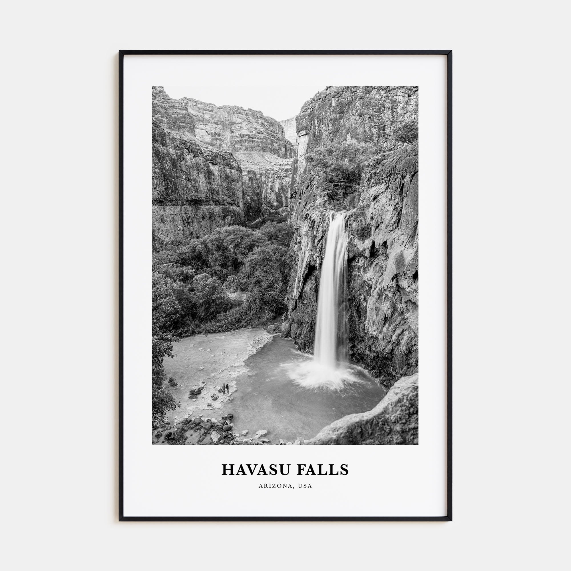 Havasu Falls Portrait B&W Poster