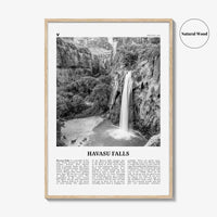 Havasu Falls Print Black and White, Havasu Falls Wall Art, Havasu Falls Poster, Havasu Falls Photo, Havasu Falls Map, Arizona