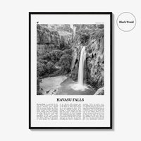 Havasu Falls Print Black and White, Havasu Falls Wall Art, Havasu Falls Poster, Havasu Falls Photo, Havasu Falls Map, Arizona