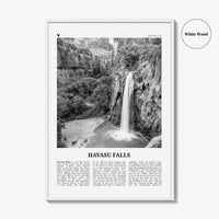 Havasu Falls Print Black and White, Havasu Falls Wall Art, Havasu Falls Poster, Havasu Falls Photo, Havasu Falls Map, Arizona