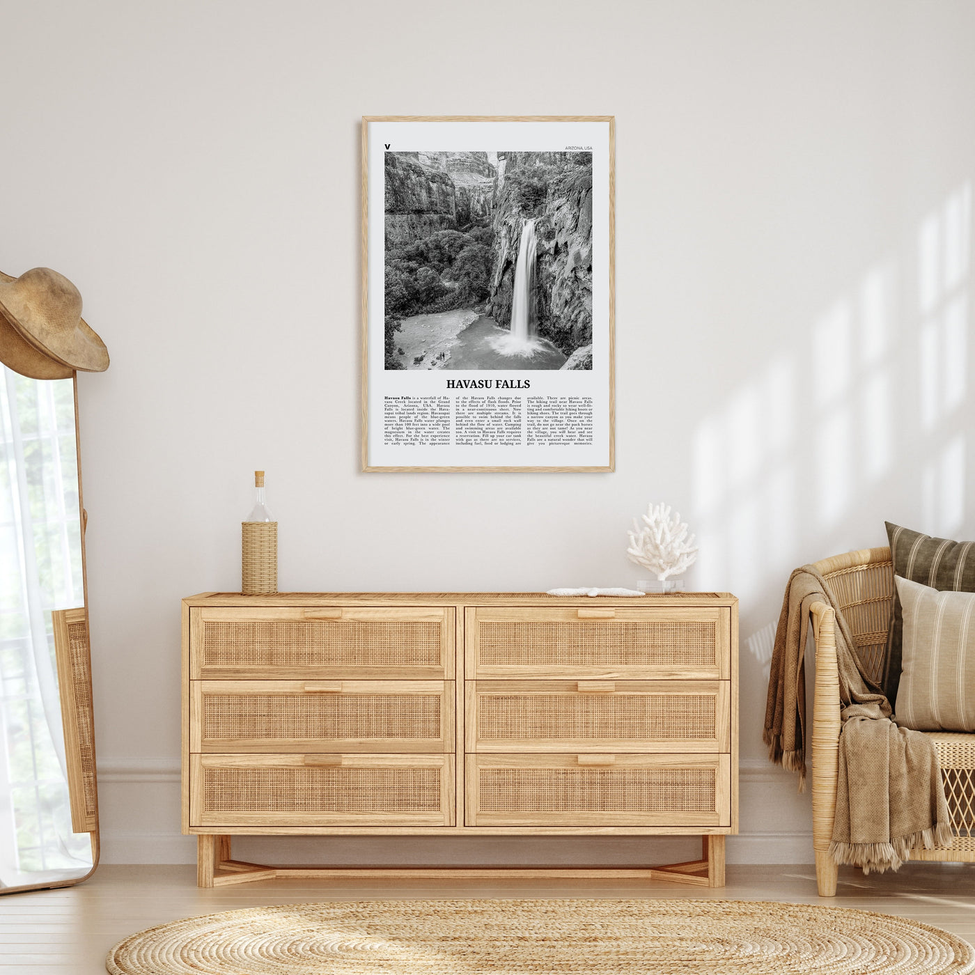 Havasu Falls Travel B&W Poster