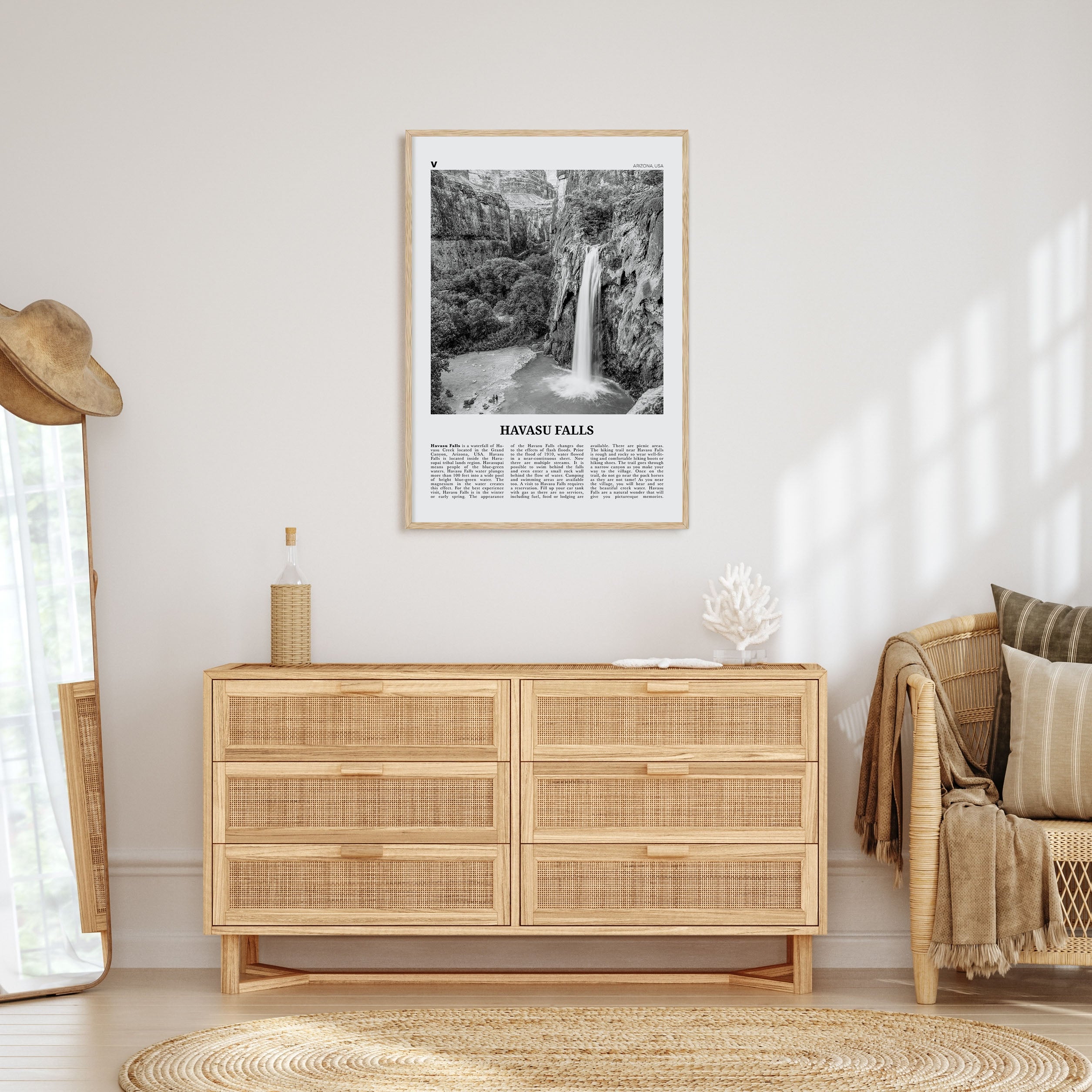 Havasu Falls Travel B&W Poster