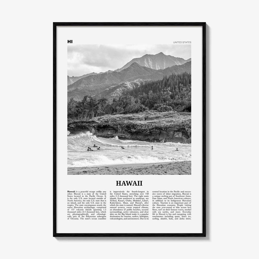 Hawaii Print Black and White No 1, Hawaii Wall Art, Hawaii Poster, Hawaii Photo, Hawaii Wall Decor, Hawaiian Islands Poster Print