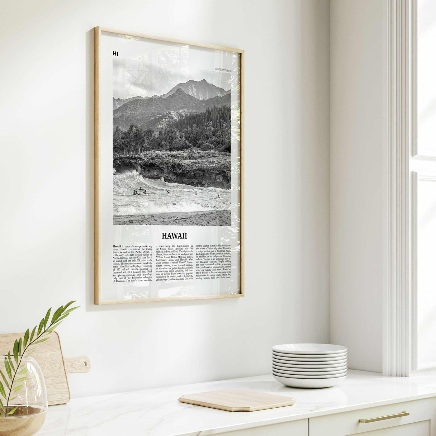 Hawaii Print Black and White No 1, Hawaii Wall Art, Hawaii Poster, Hawaii Photo, Hawaii Wall Decor, Hawaiian Islands Poster Print