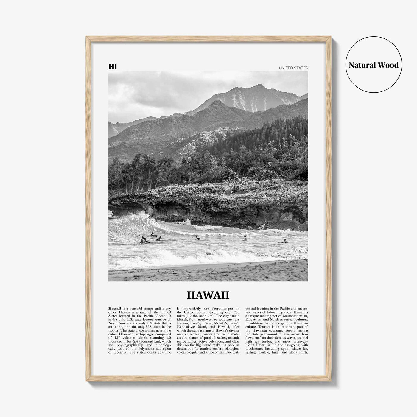 Hawaii Print Black and White No 1, Hawaii Wall Art, Hawaii Poster, Hawaii Photo, Hawaii Wall Decor, Hawaiian Islands Poster Print