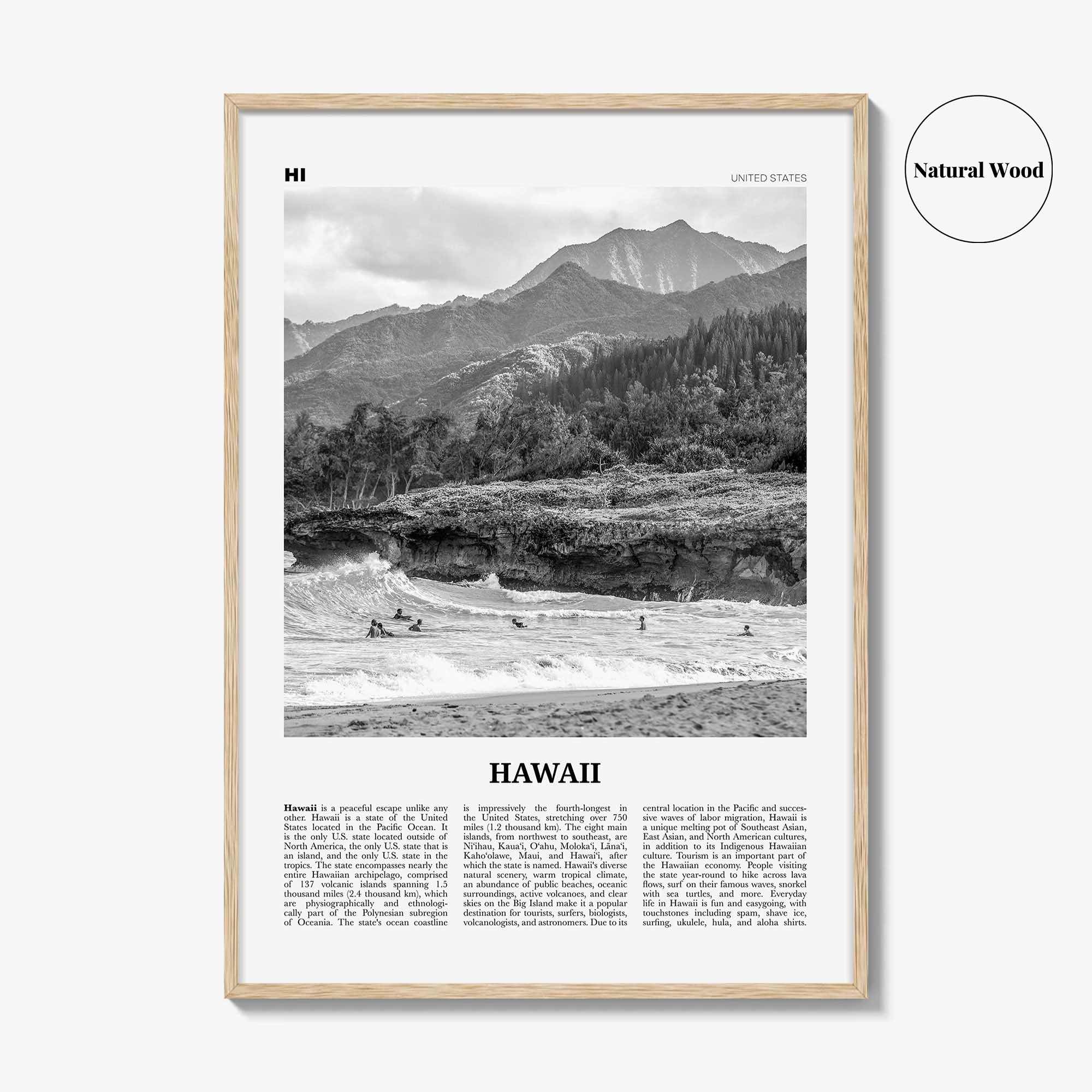 Hawaii Print Black and White No 1, Hawaii Wall Art, Hawaii Poster, Hawaii Photo, Hawaii Wall Decor, Hawaiian Islands Poster Print