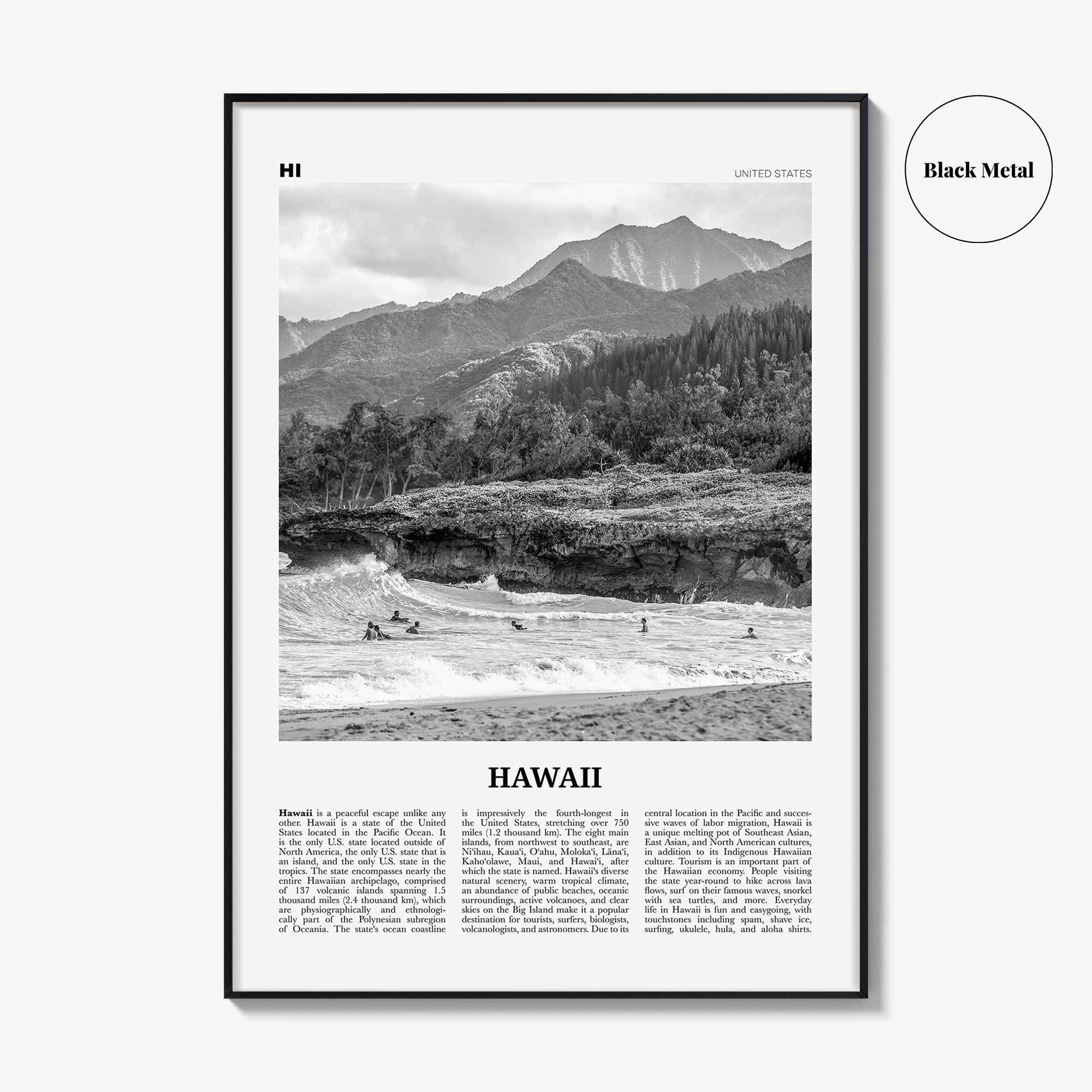 Hawaii Print Black and White No 1, Hawaii Wall Art, Hawaii Poster, Hawaii Photo, Hawaii Wall Decor, Hawaiian Islands Poster Print