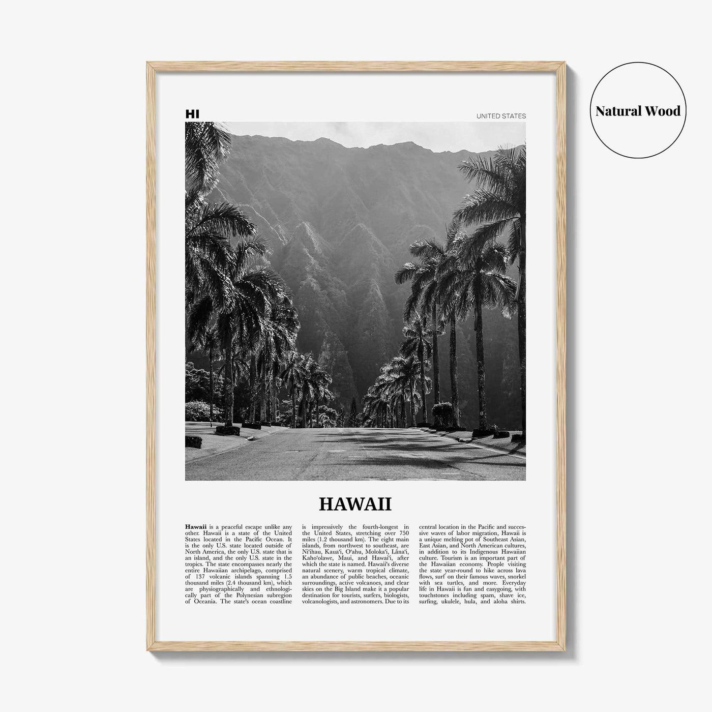 Hawaii Print Black and White No 2, Hawaii Wall Art, Hawaii Poster, Hawaii Photo, Hawaii Wall Decor, Hawaiian Islands Poster Print