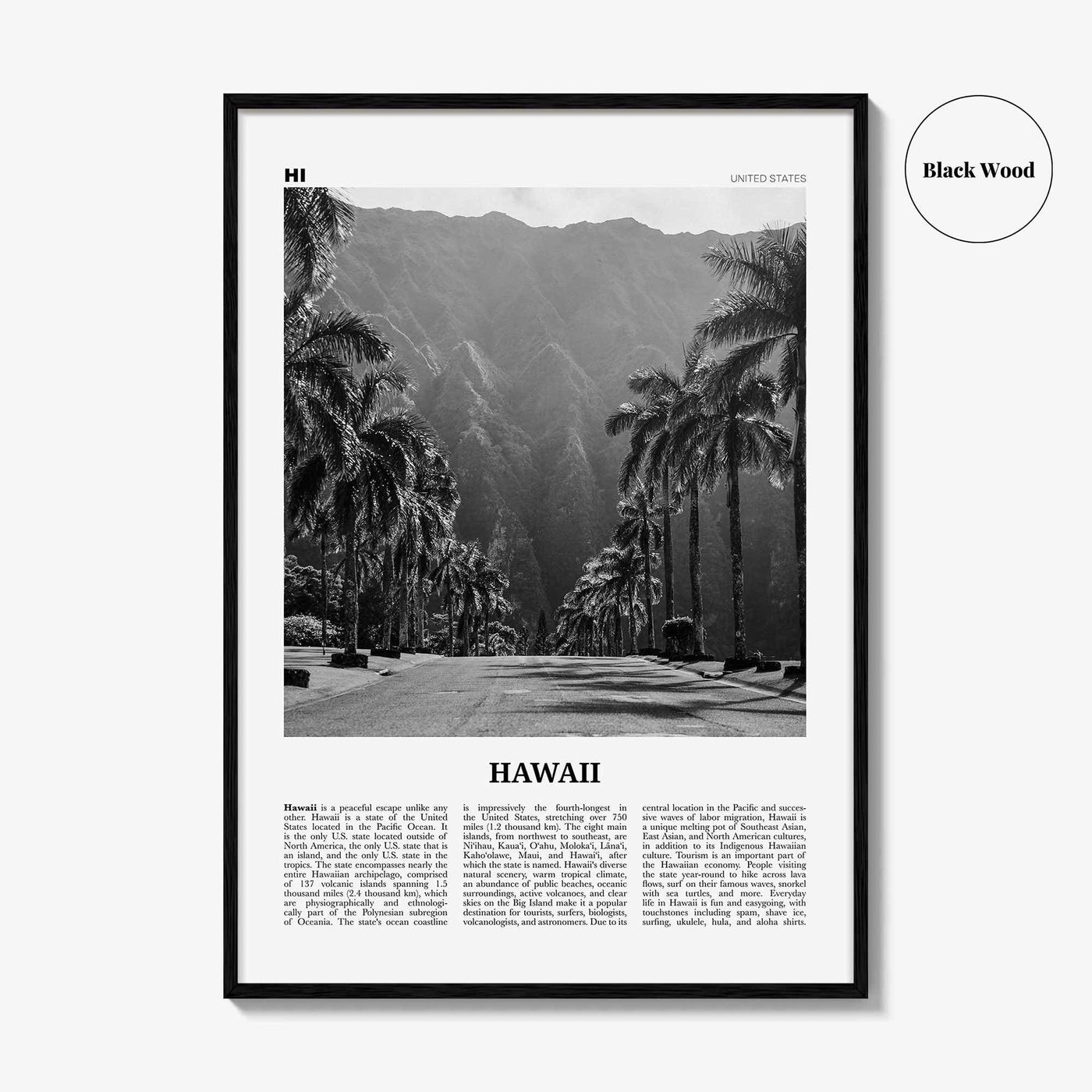 Hawaii Print Black and White No 2, Hawaii Wall Art, Hawaii Poster, Hawaii Photo, Hawaii Wall Decor, Hawaiian Islands Poster Print