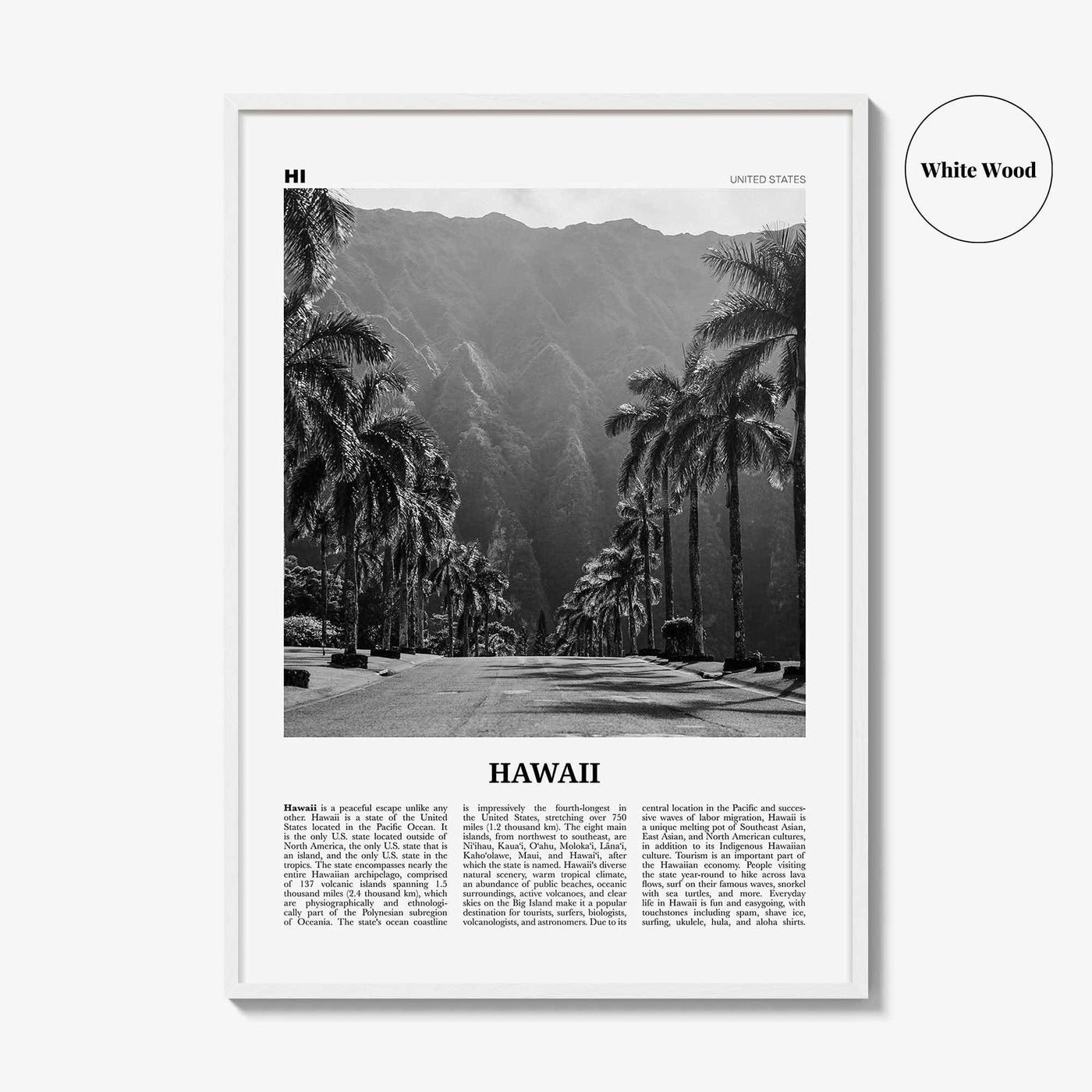 Hawaii Print Black and White No 2, Hawaii Wall Art, Hawaii Poster, Hawaii Photo, Hawaii Wall Decor, Hawaiian Islands Poster Print