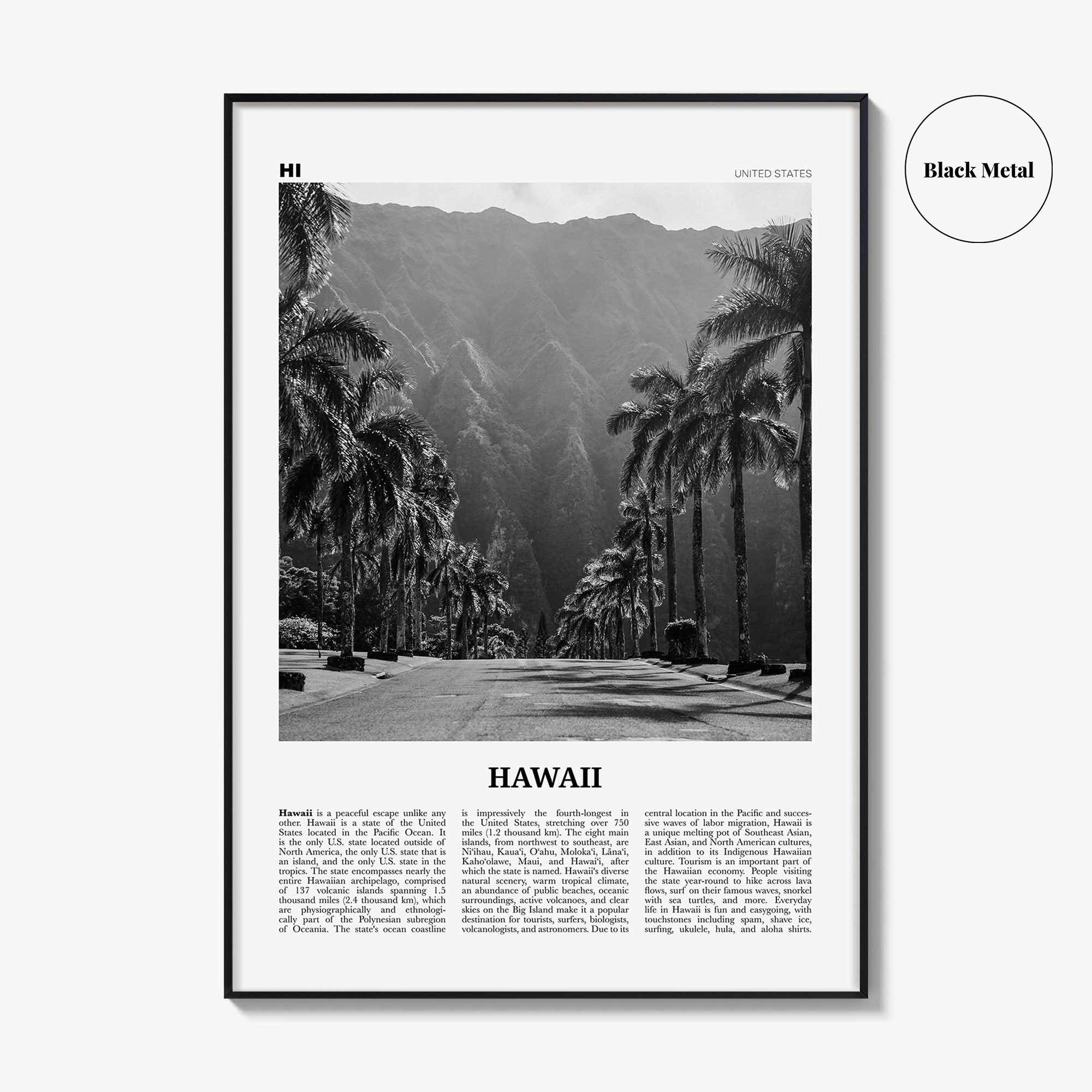Hawaii Print Black and White No 2, Hawaii Wall Art, Hawaii Poster, Hawaii Photo, Hawaii Wall Decor, Hawaiian Islands Poster Print
