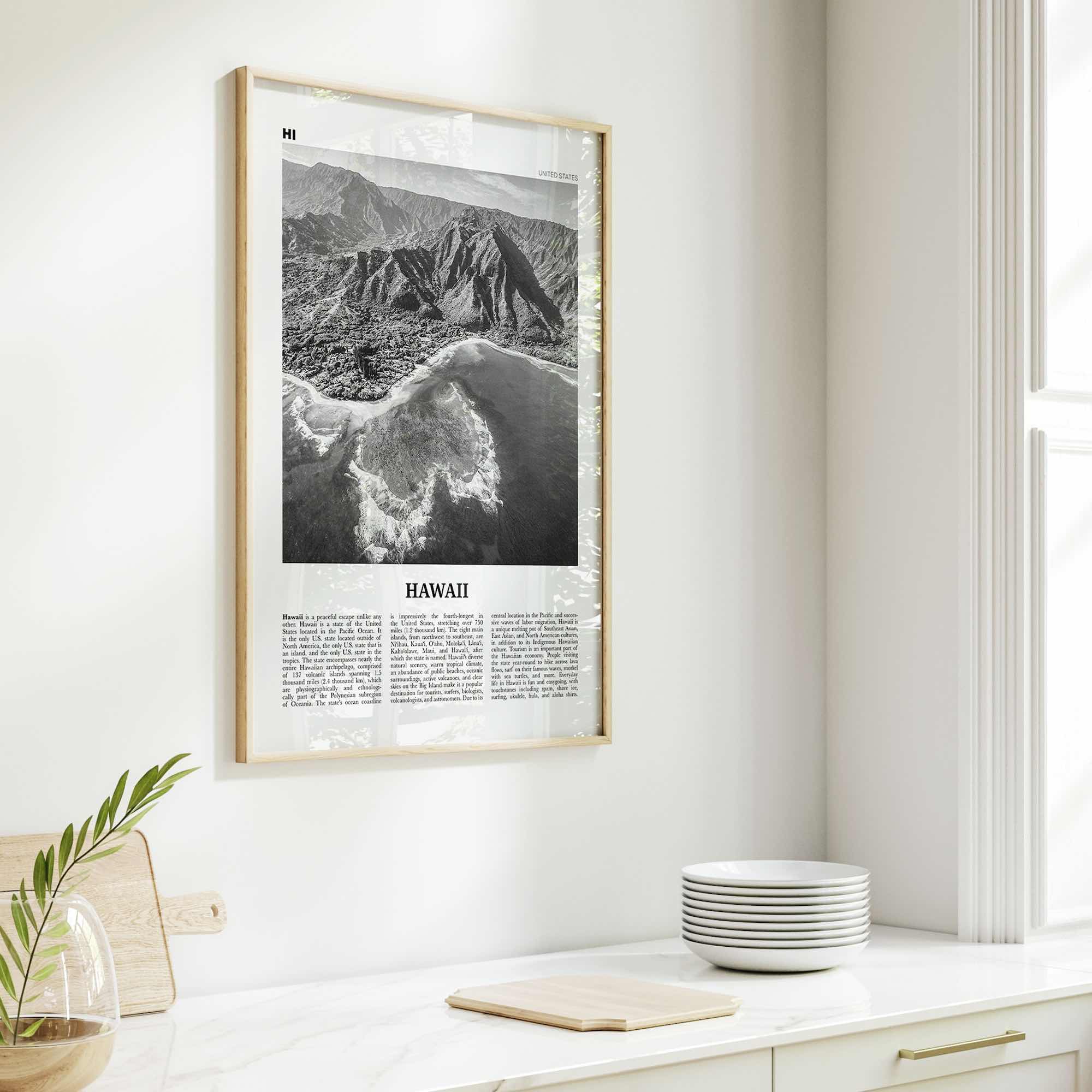 Hawaii Print Black and White No 3, Hawaii Wall Art, Hawaii Poster, Hawaii Photo, Hawaii Wall Decor, Hawaiian Islands Poster Print