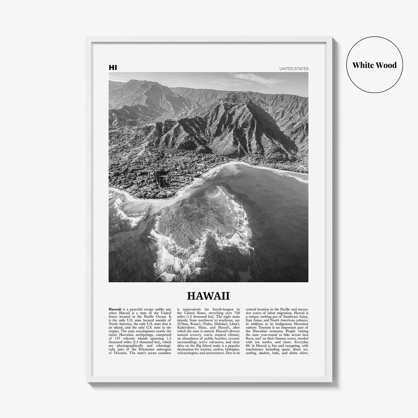 Hawaii Print Black and White No 3, Hawaii Wall Art, Hawaii Poster, Hawaii Photo, Hawaii Wall Decor, Hawaiian Islands Poster Print