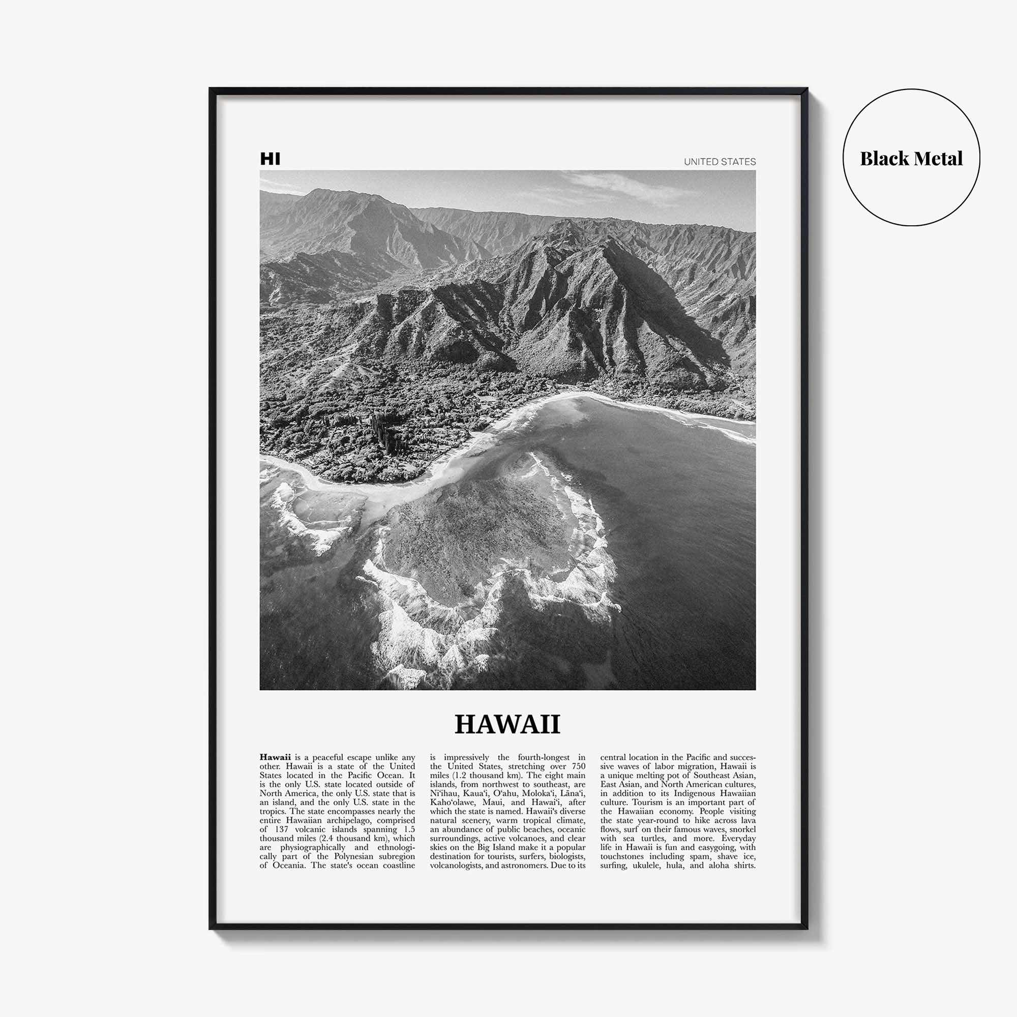 Hawaii Print Black and White No 3, Hawaii Wall Art, Hawaii Poster, Hawaii Photo, Hawaii Wall Decor, Hawaiian Islands Poster Print