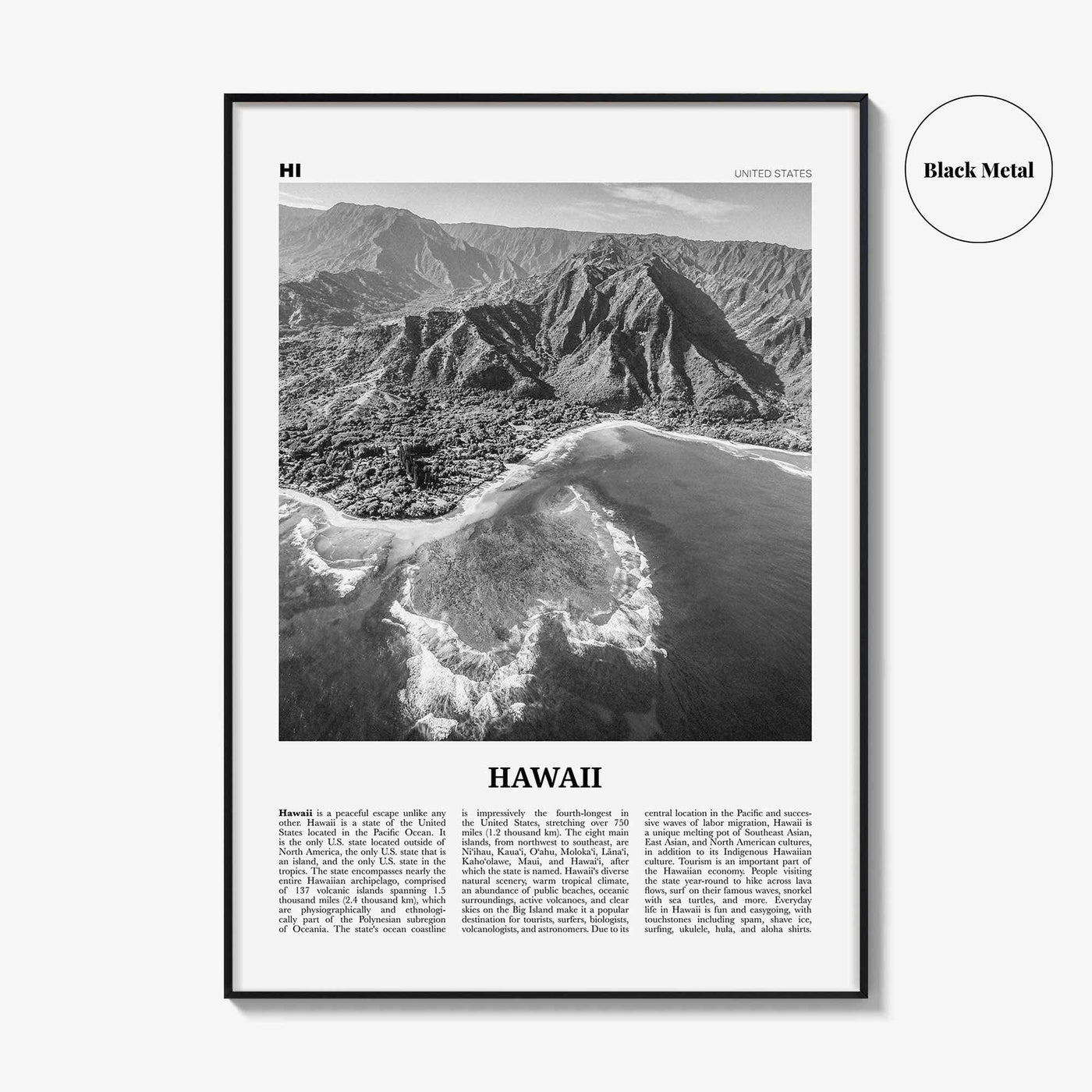 Hawaii Print Black and White No 3, Hawaii Wall Art, Hawaii Poster, Hawaii Photo, Hawaii Wall Decor, Hawaiian Islands Poster Print