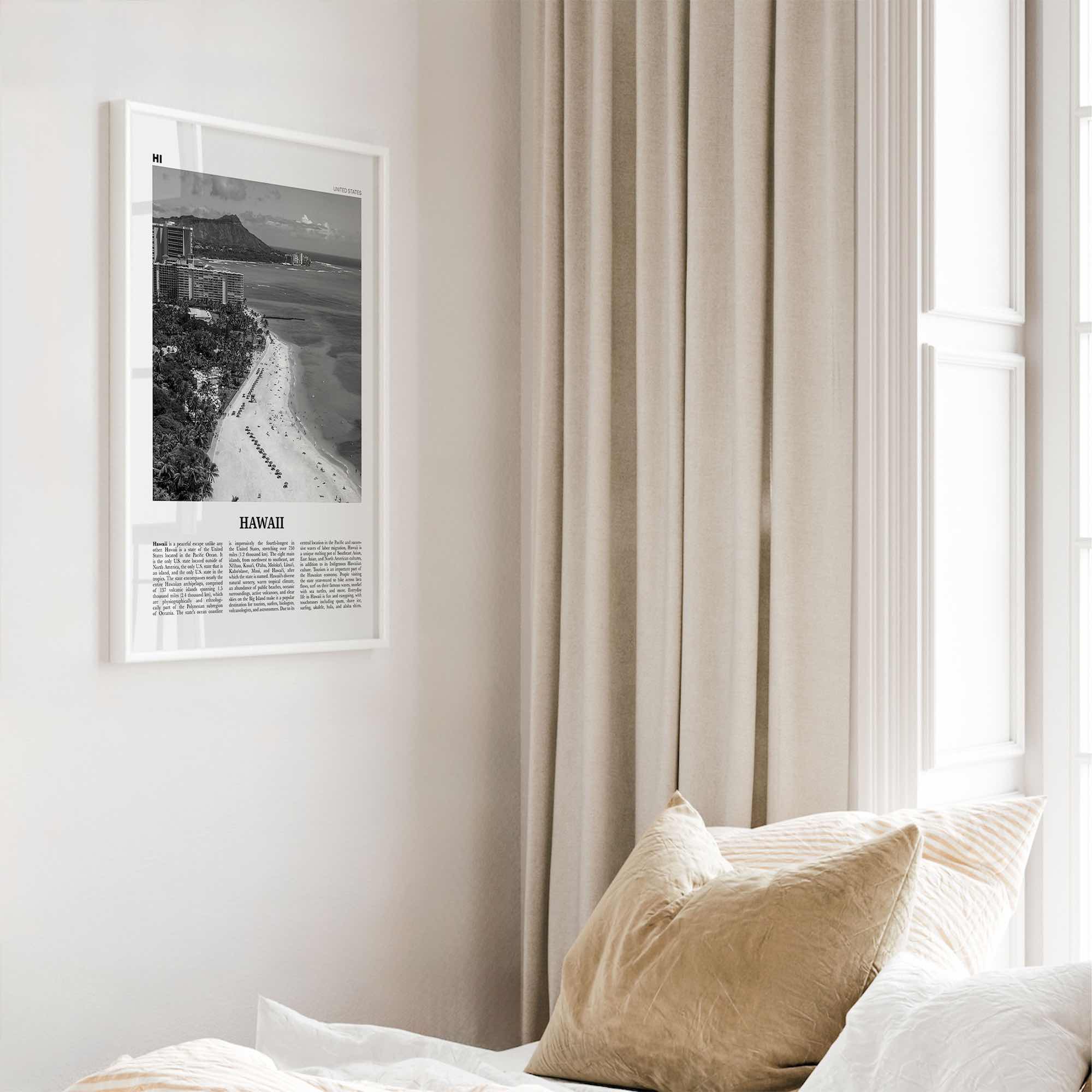 Hawaii Print Black and White No 5, Hawaii Wall Art, Hawaii Poster, Hawaii Photo, Hawaii Wall Décor, Hawaii Map, United States