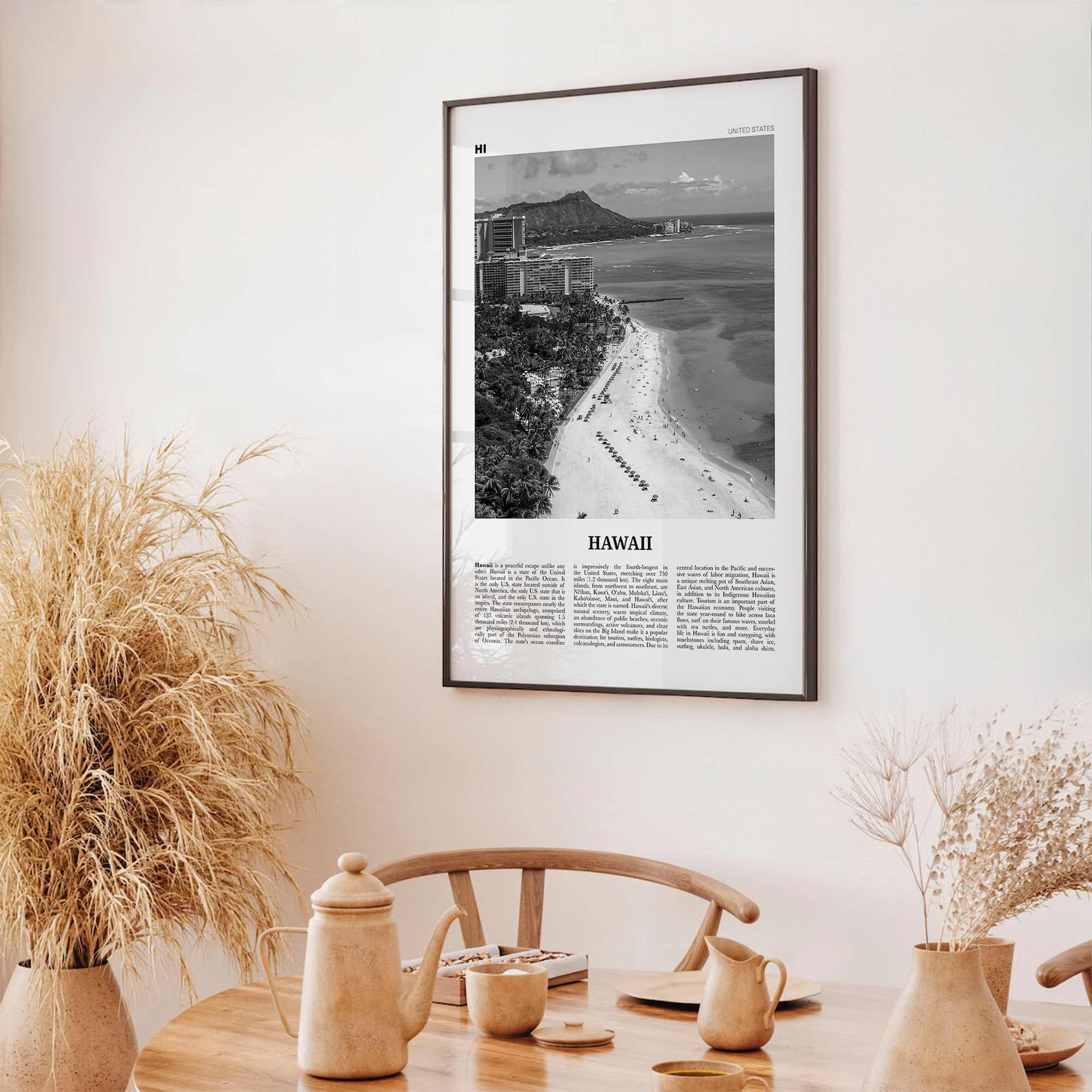 Hawaii Print Black and White No 5, Hawaii Wall Art, Hawaii Poster, Hawaii Photo, Hawaii Wall Décor, Hawaii Map, United States