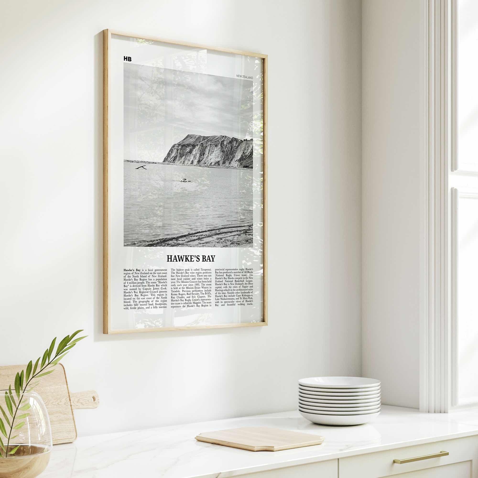 Hawkes Bay Print Black and White, Hawkes Bay Wall Art, Hawkes Bay Poster, Hawkes Bay Photo, Hawkes Bay Map, Hawkes Bay Decor, New Zealand