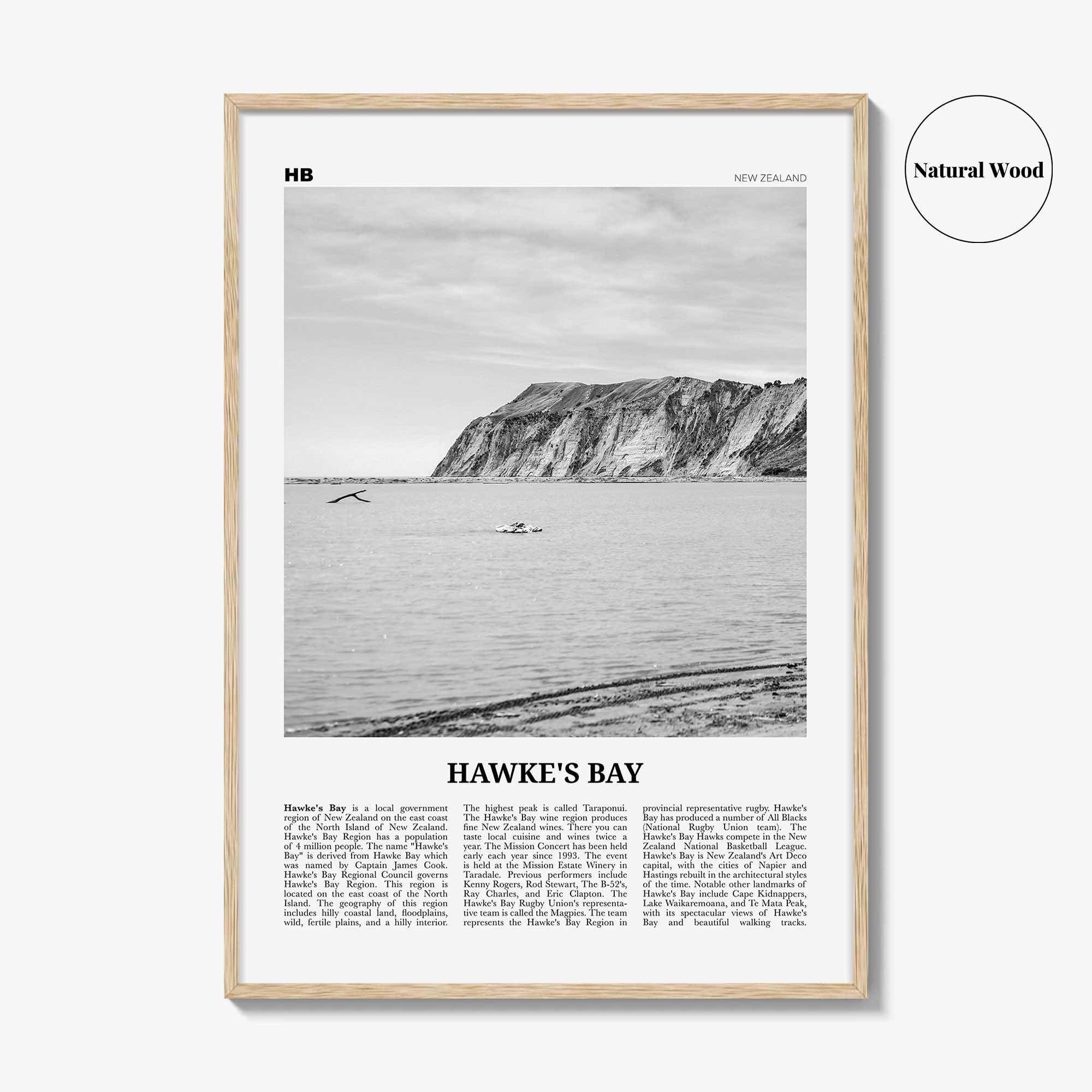 Hawkes Bay Print Black and White, Hawkes Bay Wall Art, Hawkes Bay Poster, Hawkes Bay Photo, Hawkes Bay Map, Hawkes Bay Decor, New Zealand