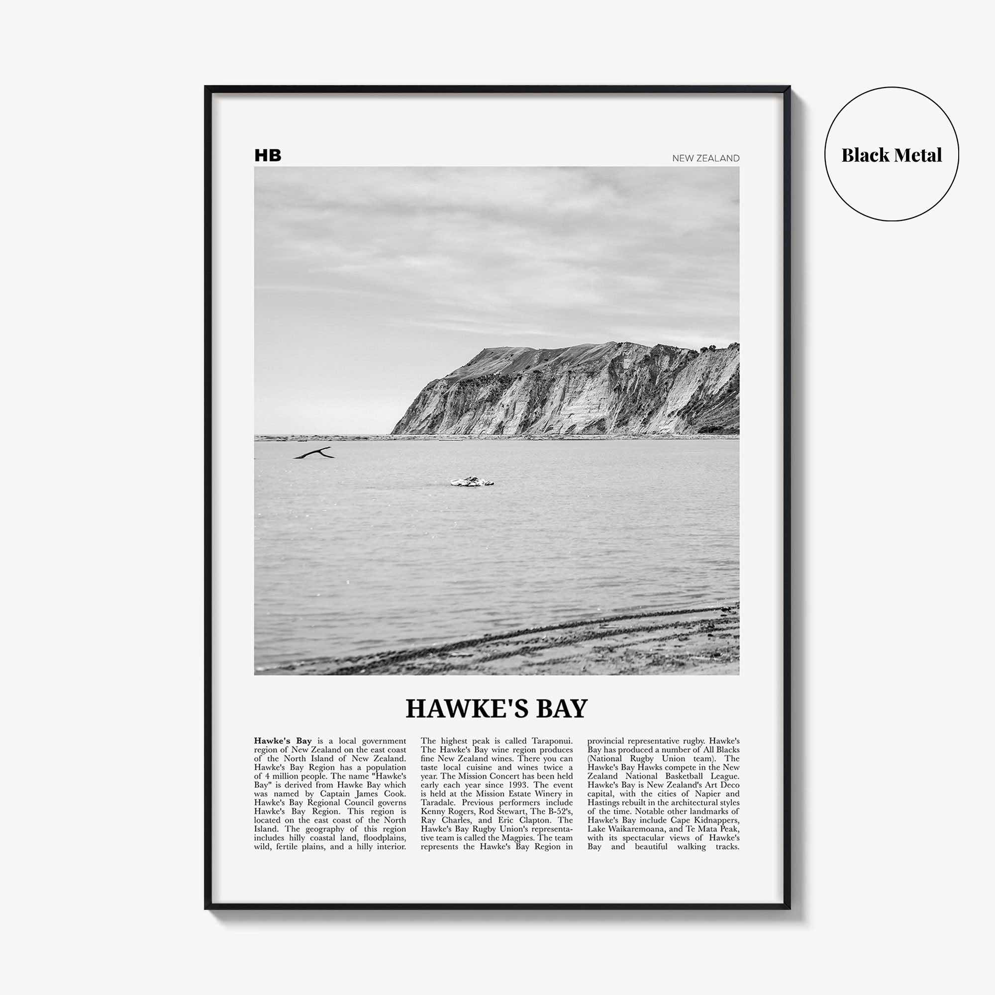 Hawkes Bay Print Black and White, Hawkes Bay Wall Art, Hawkes Bay Poster, Hawkes Bay Photo, Hawkes Bay Map, Hawkes Bay Decor, New Zealand