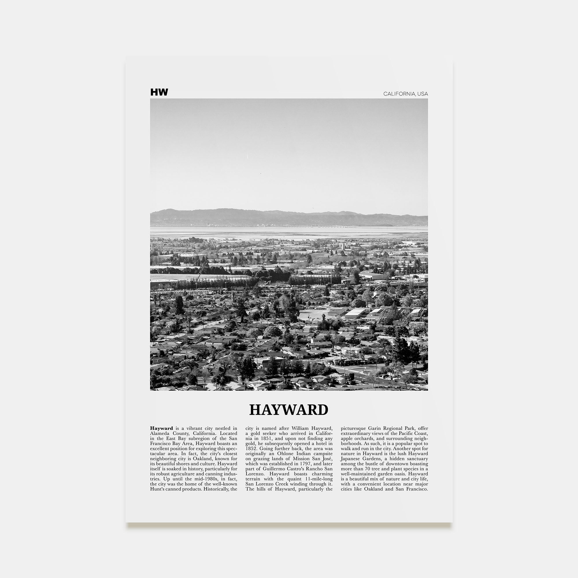 Hayward Travel B&W Poster