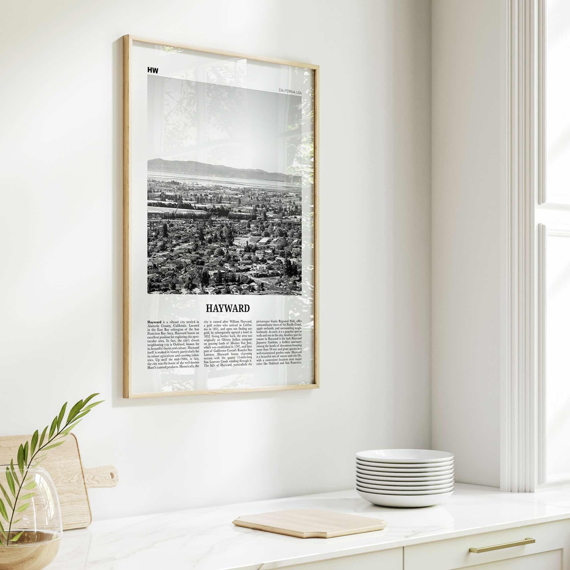 Hayward Print Black and White, Hayward Wall Art, Hayward Poster, Hayward Photo, Hayward Wall Décor, Hayward Map, California, USA