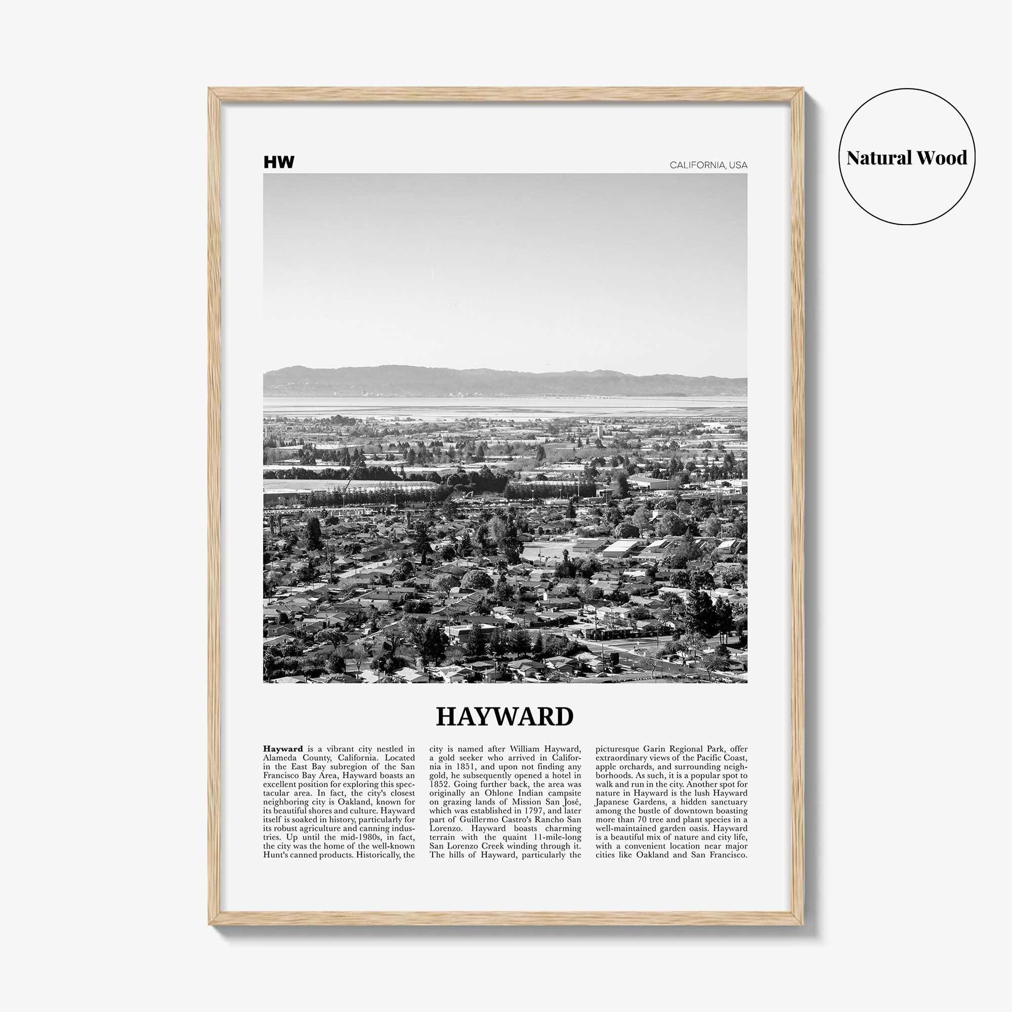 Hayward Print Black and White, Hayward Wall Art, Hayward Poster, Hayward Photo, Hayward Wall Décor, Hayward Map, California, USA