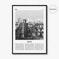 Hefei Print Black and White, Hefei Wall Art, Hefei Poster, Hefei Photo, Hefei Wall Décor, Hefei Map, China