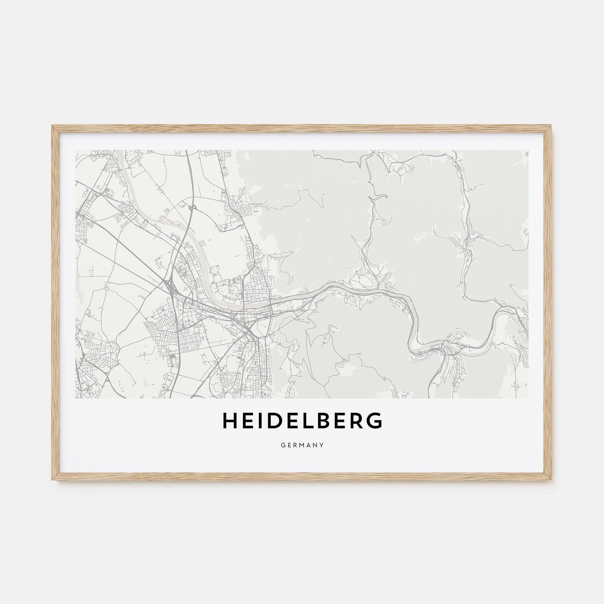 Heidelberg Map Landscape Poster