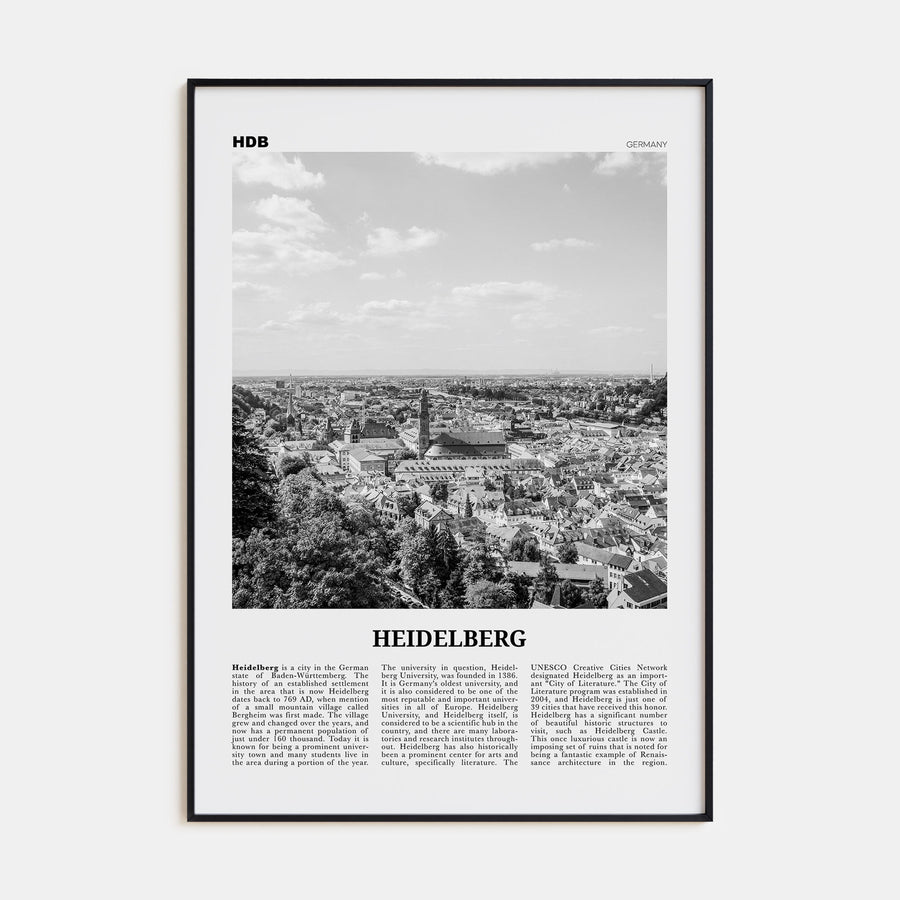 Heidelberg Travel B&W Poster