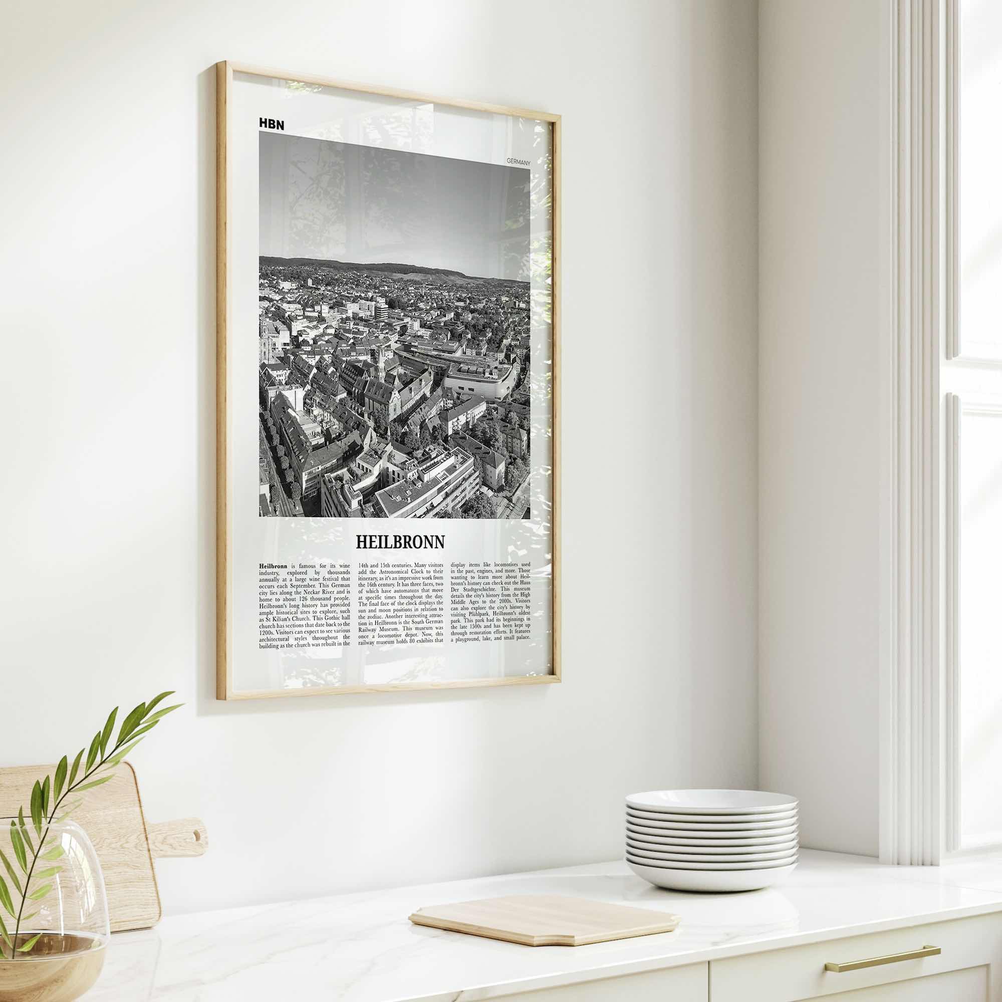 Heilbronn Print Black and White, Heilbronn Wall Art, Heilbronn Poster, Heilbronn Photo, Heilbronn Wall Décor, Heilbronn Map, Germany