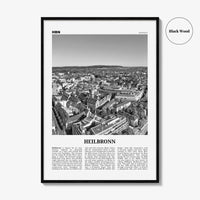 Heilbronn Print Black and White, Heilbronn Wall Art, Heilbronn Poster, Heilbronn Photo, Heilbronn Wall Décor, Heilbronn Map, Germany