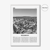 Heilbronn Print Black and White, Heilbronn Wall Art, Heilbronn Poster, Heilbronn Photo, Heilbronn Wall Décor, Heilbronn Map, Germany