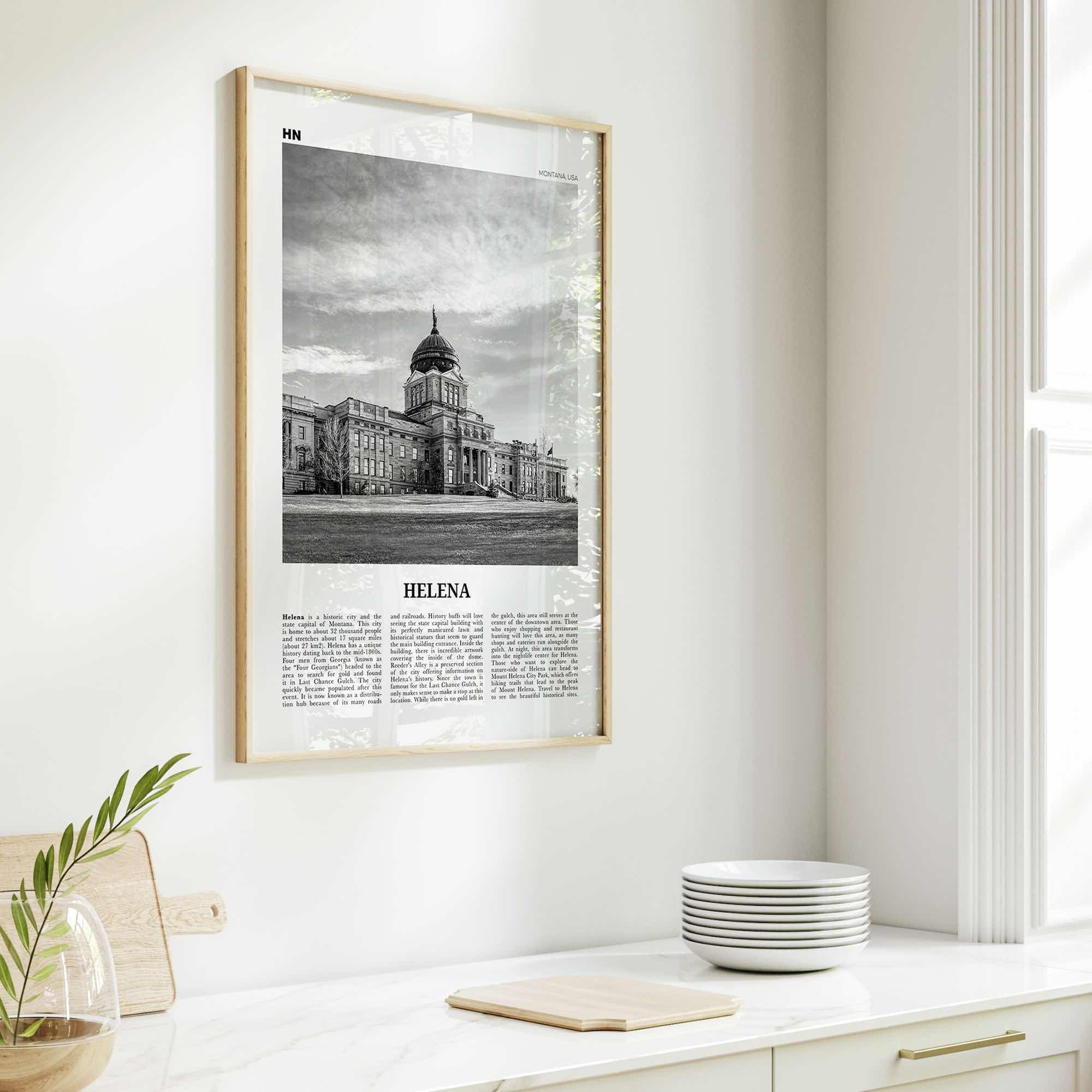 Helena Print Black and White No 1, Helena Wall Art, Helena Poster, Helena Photo, Helena Wall Décor, Helena Map, Montana, USA