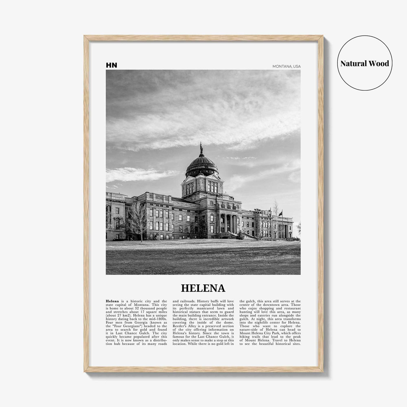 Helena Print Black and White No 1, Helena Wall Art, Helena Poster, Helena Photo, Helena Wall Décor, Helena Map, Montana, USA