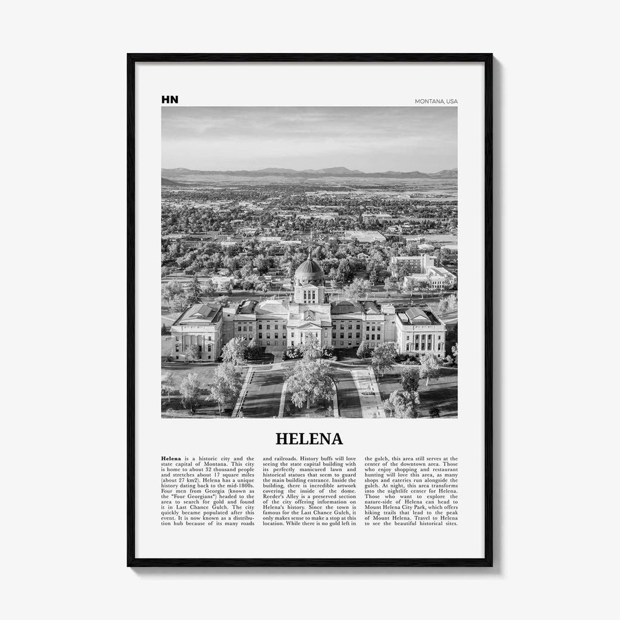 Helena Print Black and White No 2, Helena Wall Art, Helena Poster, Helena Photo, Helena Wall Décor, Helena Map, United States