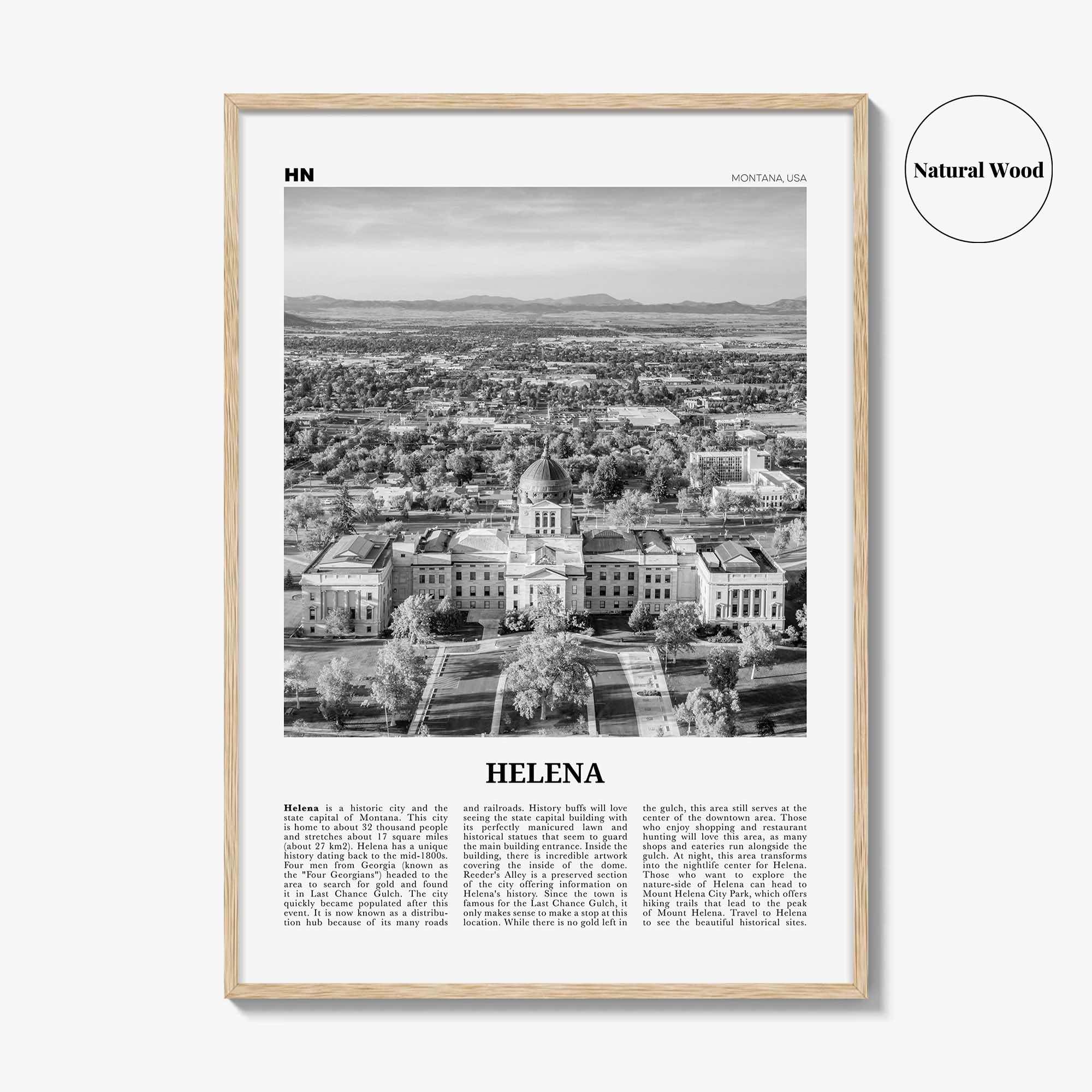 Helena Print Black and White No 2, Helena Wall Art, Helena Poster, Helena Photo, Helena Wall Décor, Helena Map, United States